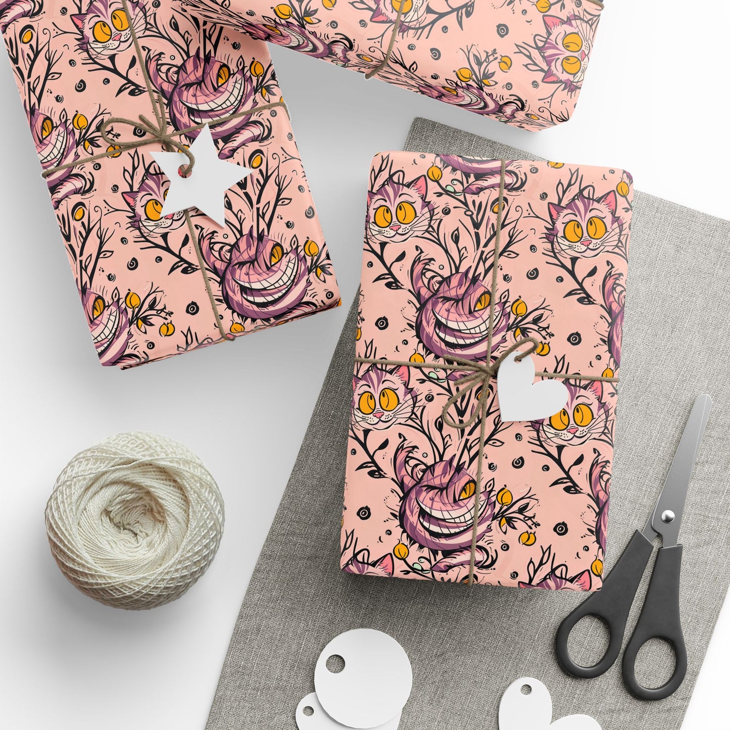 Trippy Pink Cheshire Cat Wrapping Paper