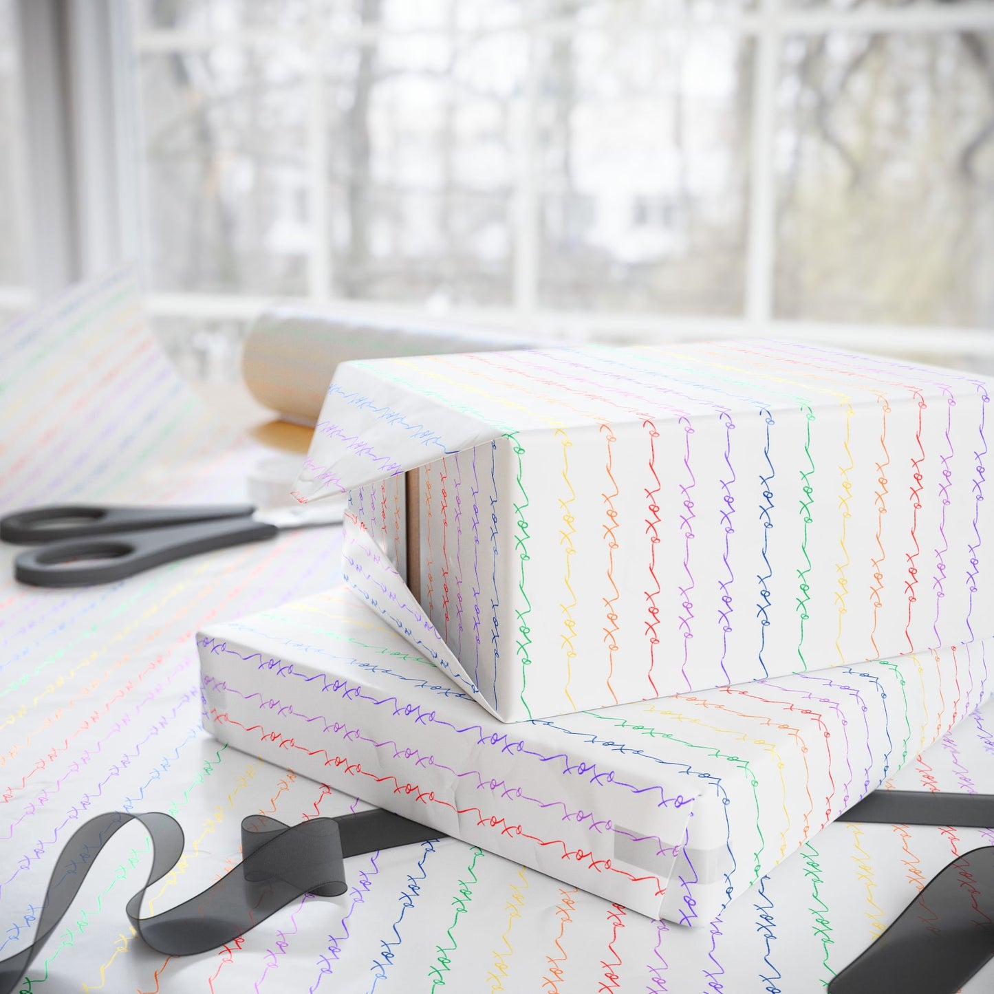 Wrapping Paper, XOXO Rainbow Design
