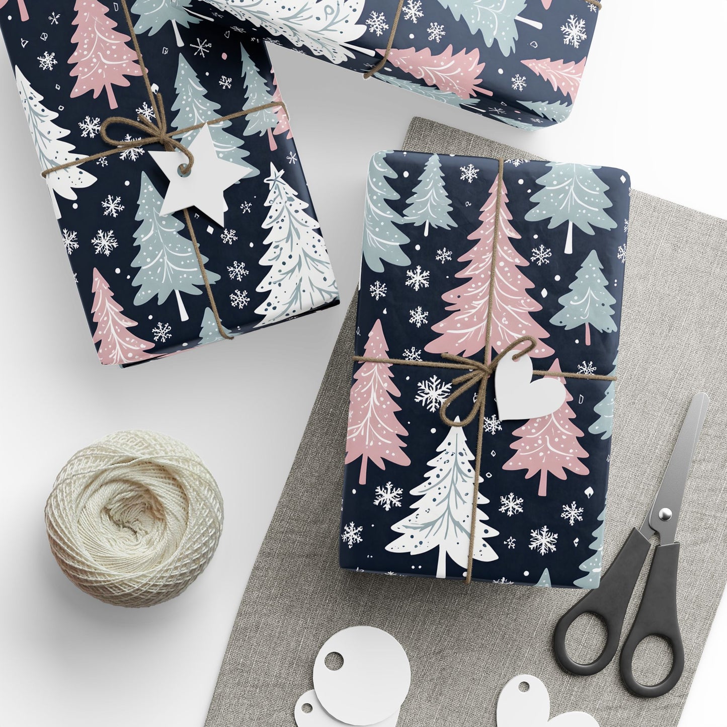 Pink, Blue & White Festive Wrapping Paper