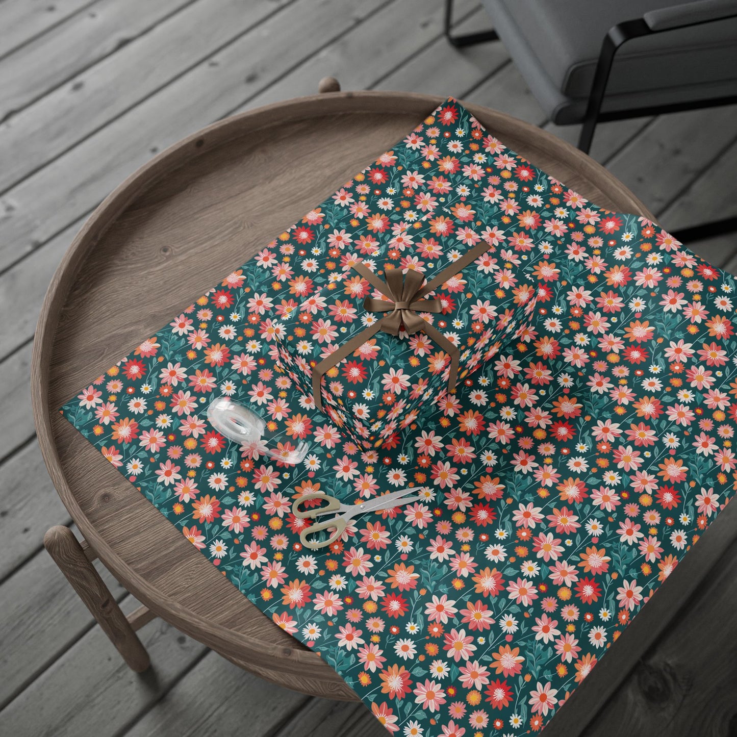 Pink & Peach Floral Wrapping Paper Roll