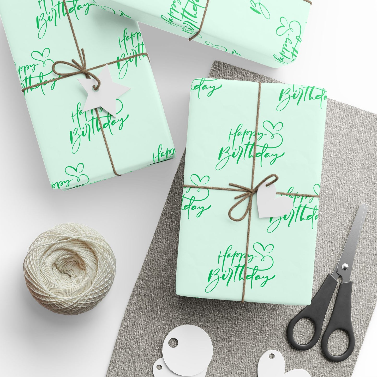 Whimsical Green Happy Birthday Wrapping Paper