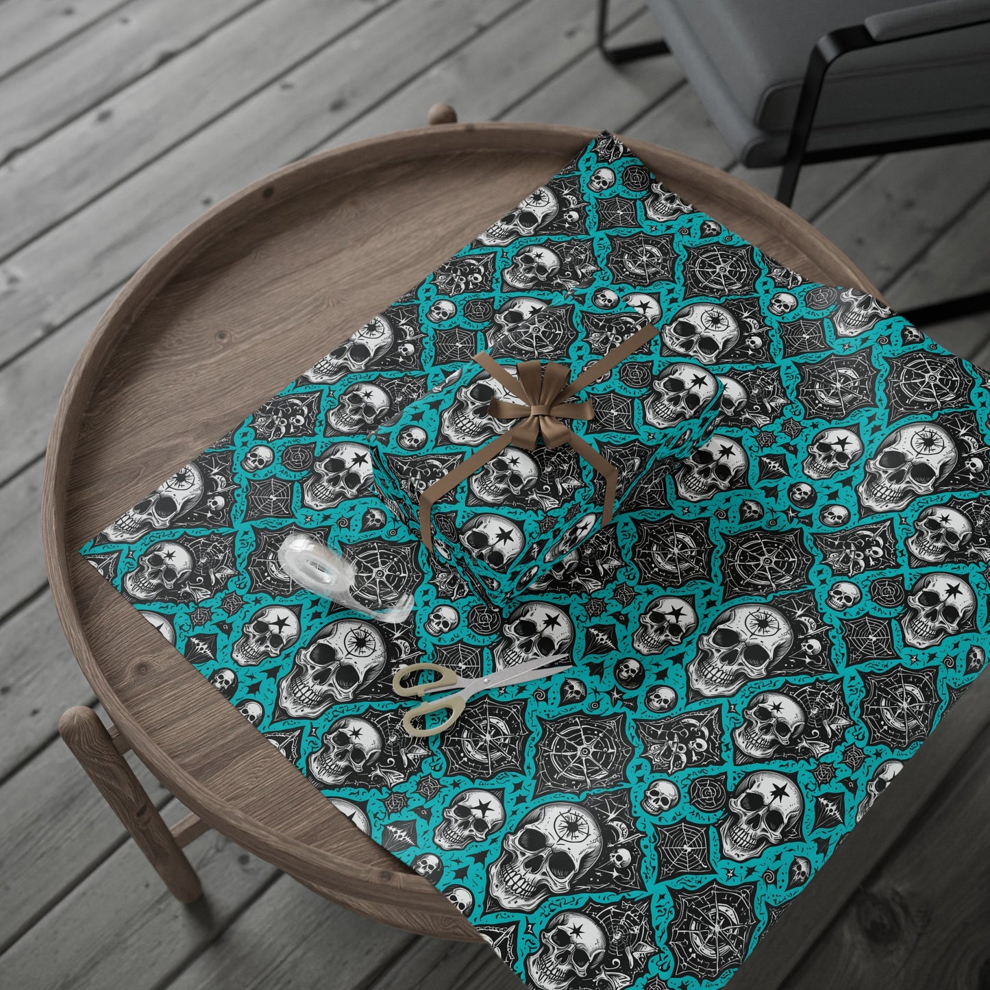 Blue Gothic Skull Wrapping Paper