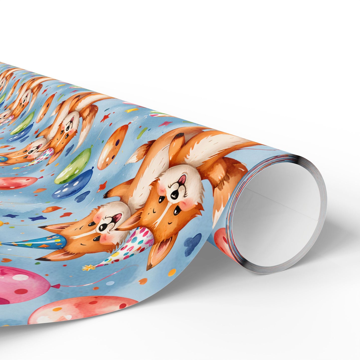 Cute Fox and Balloon Gift Wrap Birthday Party Decor for Kids or Cool Adults