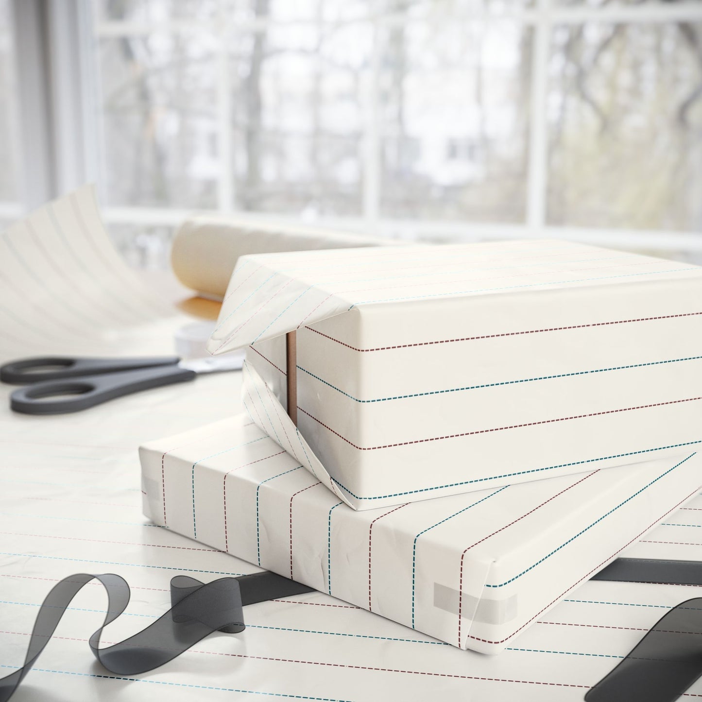 Elegant Stripe Wrapping Paper (cream, red, blue)