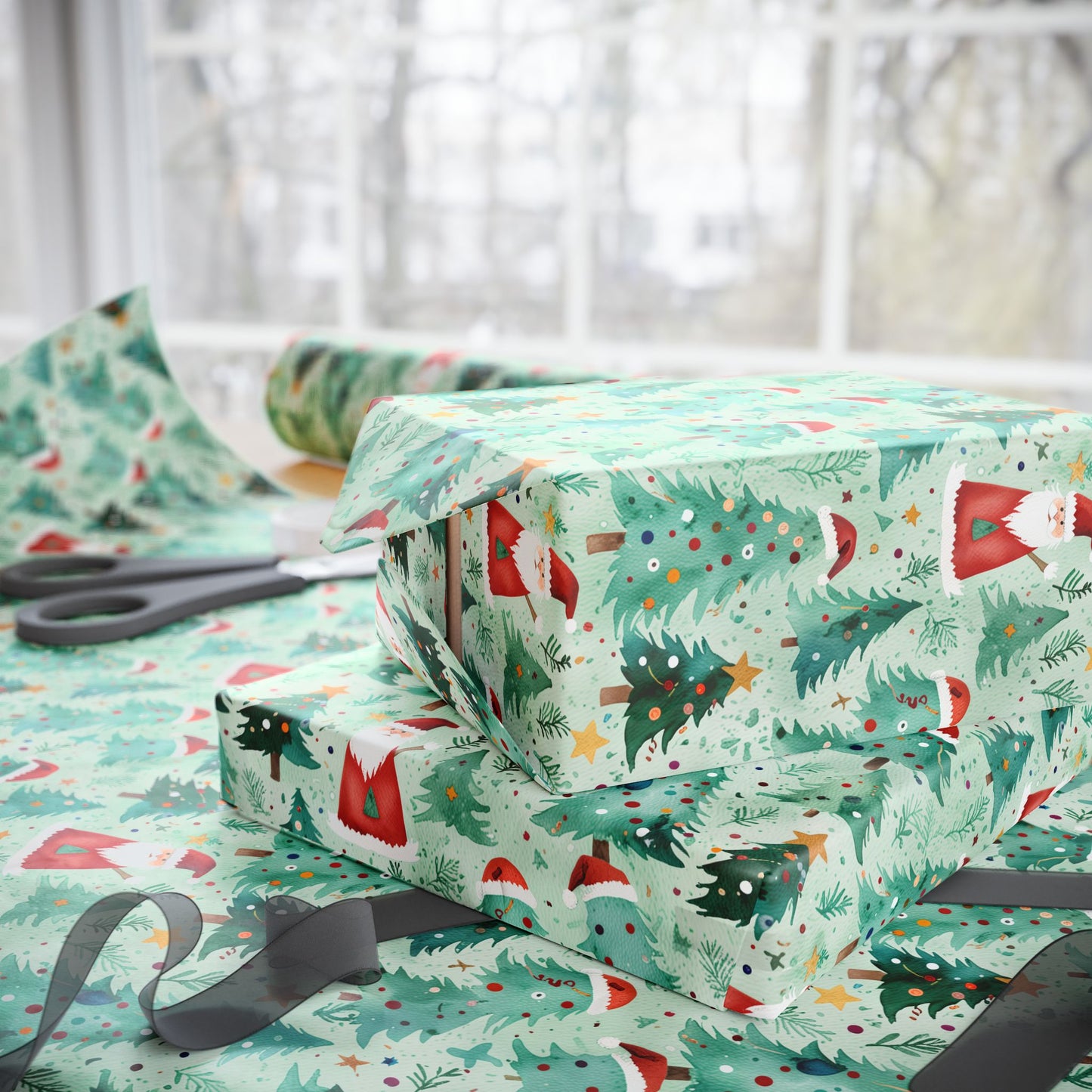 Tree - mendously Jolly – Santa & Spruce Holiday Wrapping Paper