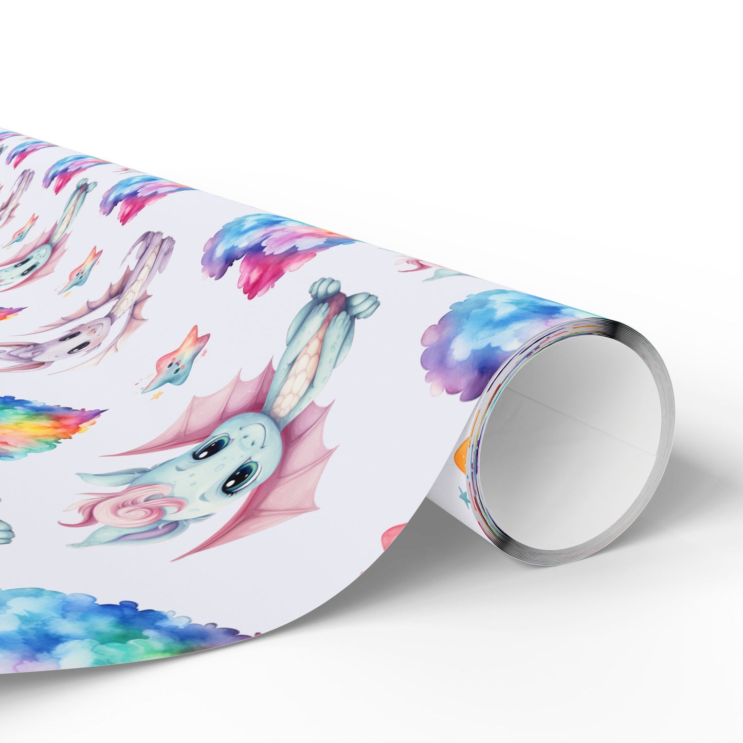 Baby Dragon cute purple gift wrap for birthdays