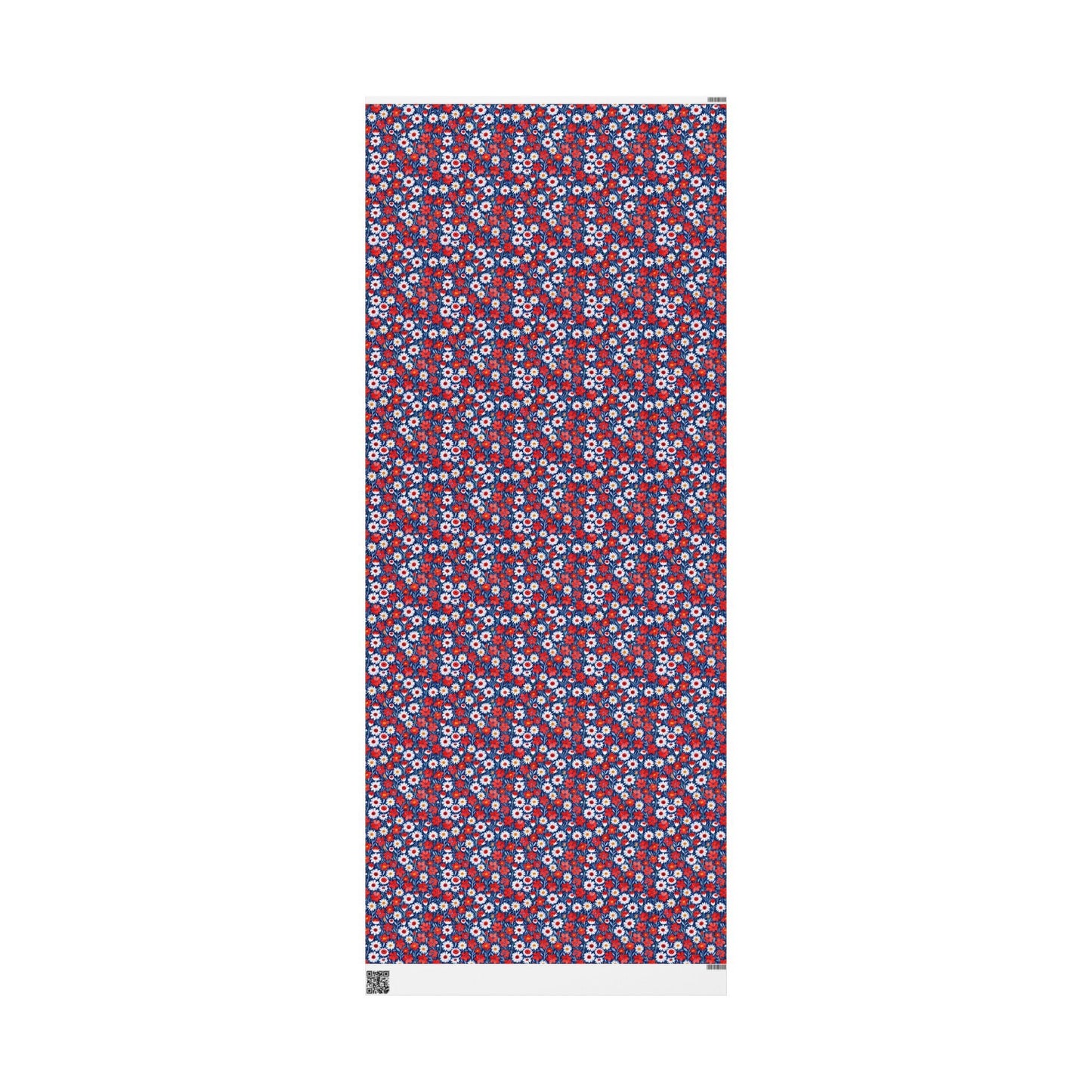 Vibrant Red, Blue and White Floral Wrapping Paper