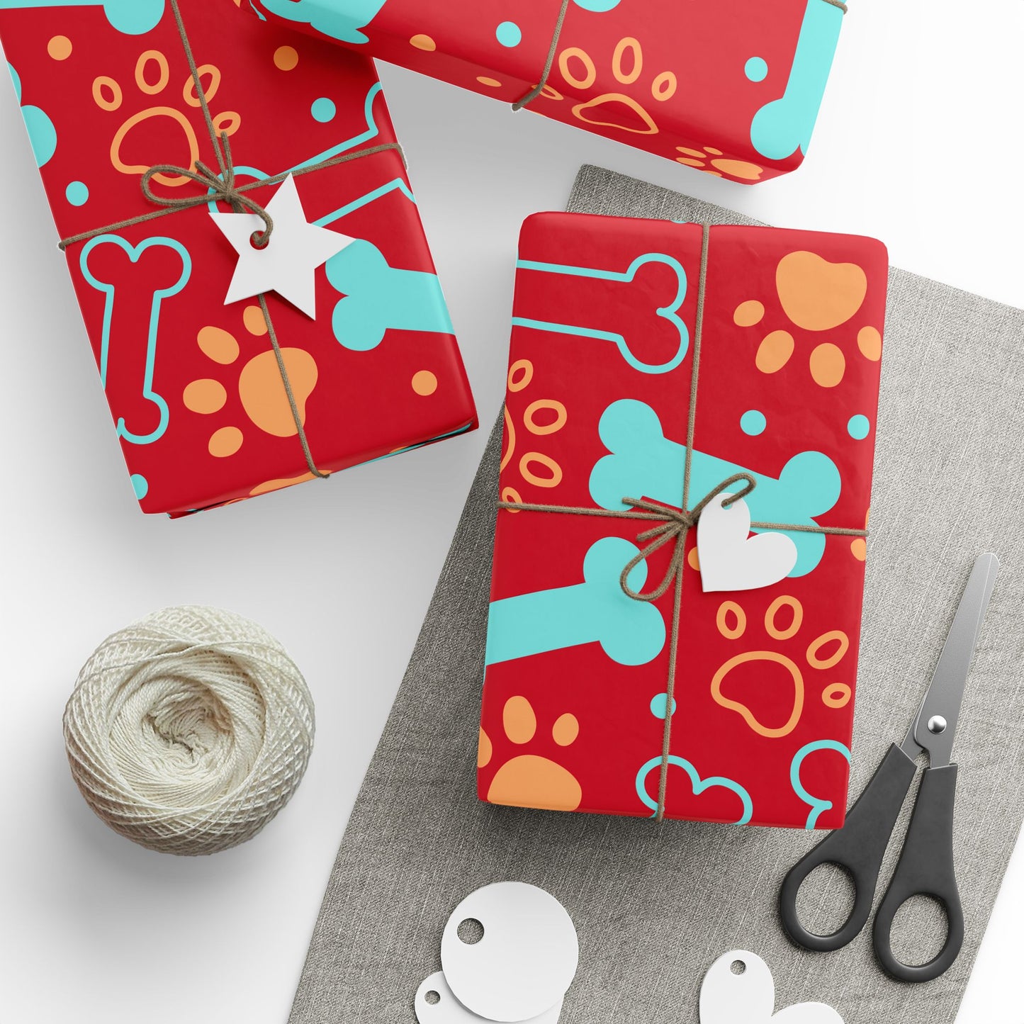 Fetchingly Fun Dog Bone Gift Wrap in Vibrant Red