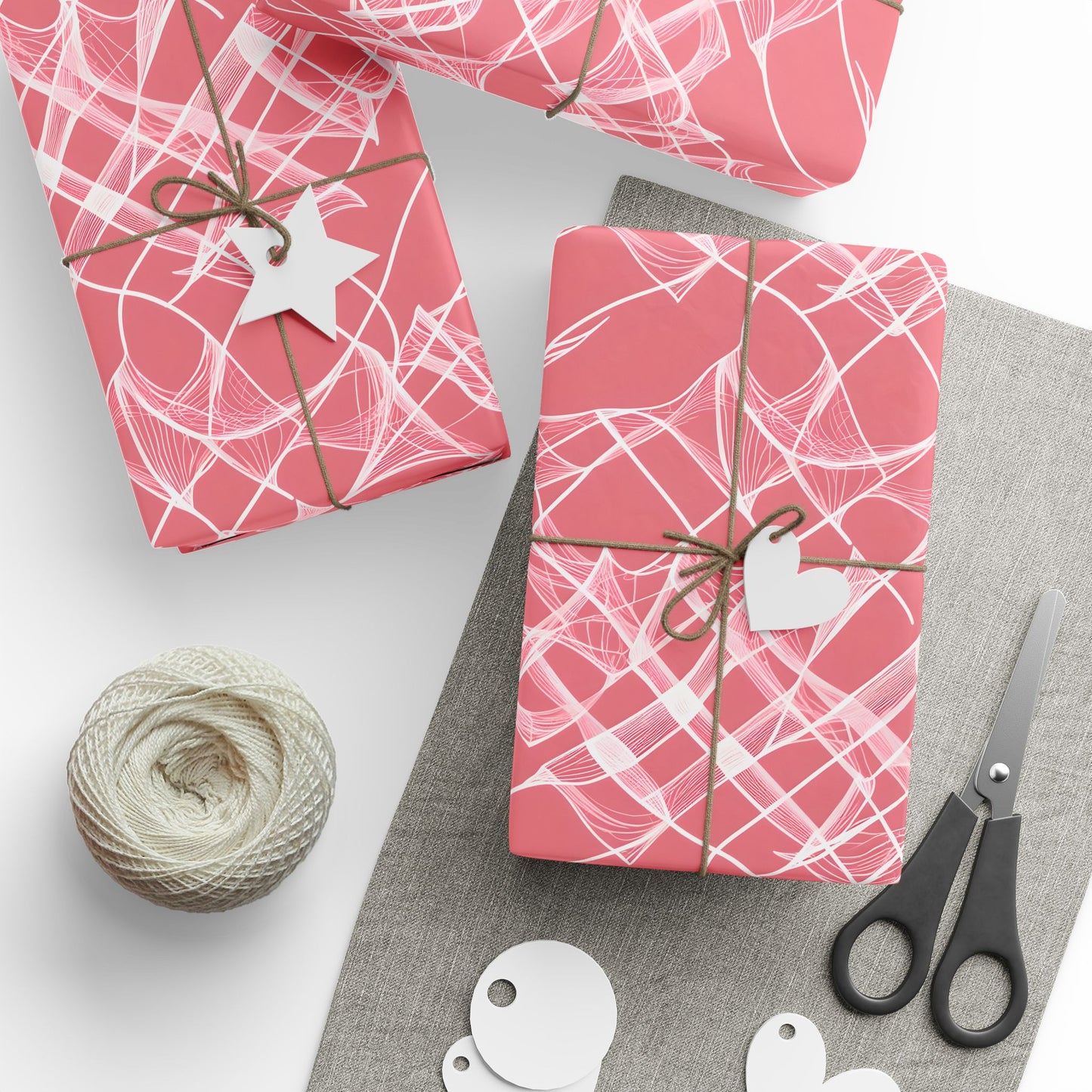 Dusty Pink and Whispy White Lines, Gift Wrap