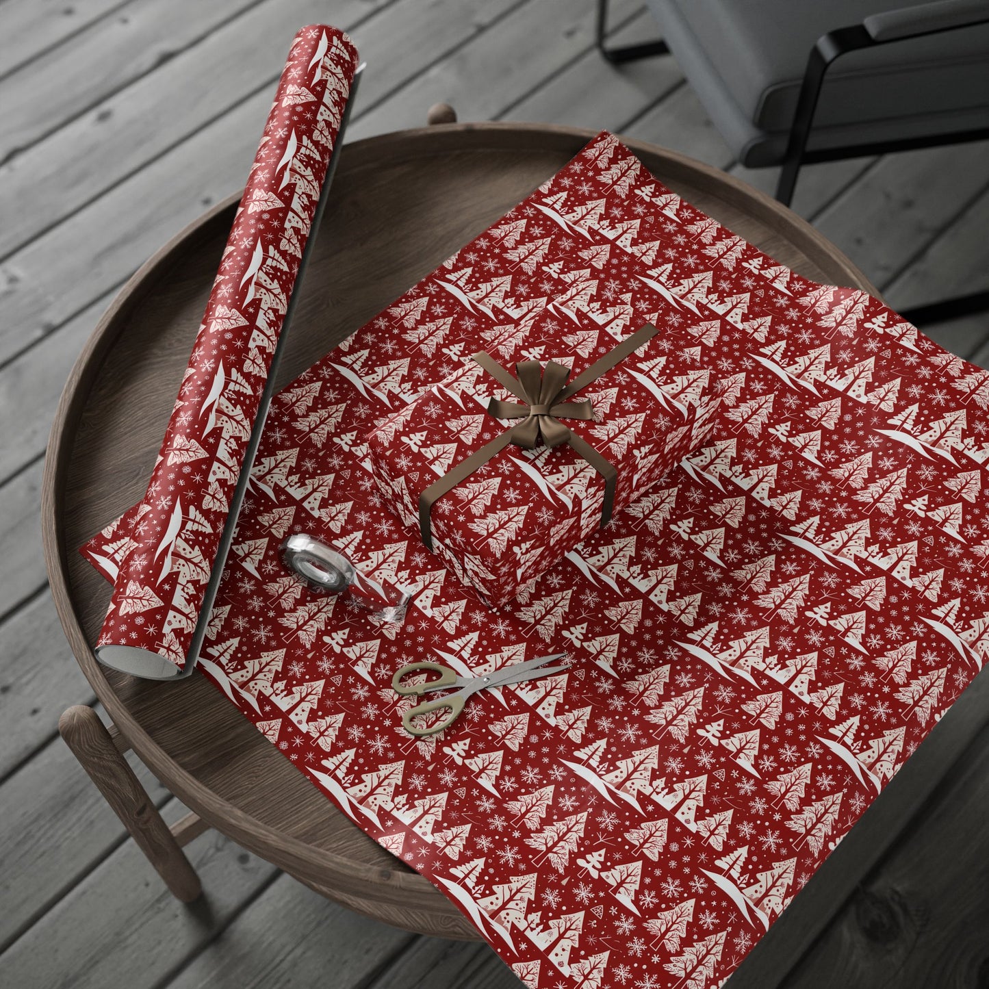 Nordic Noel – Red & White Forest Wrapping Paper