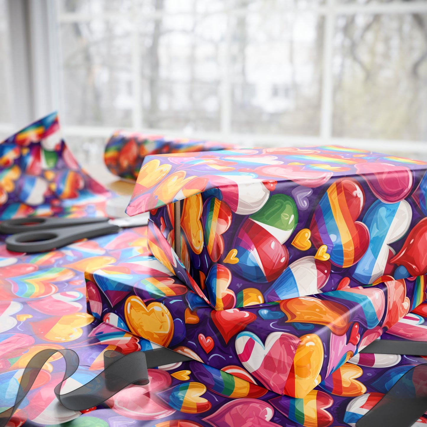 Colorful LGBTQ Heart Wrapping Paper