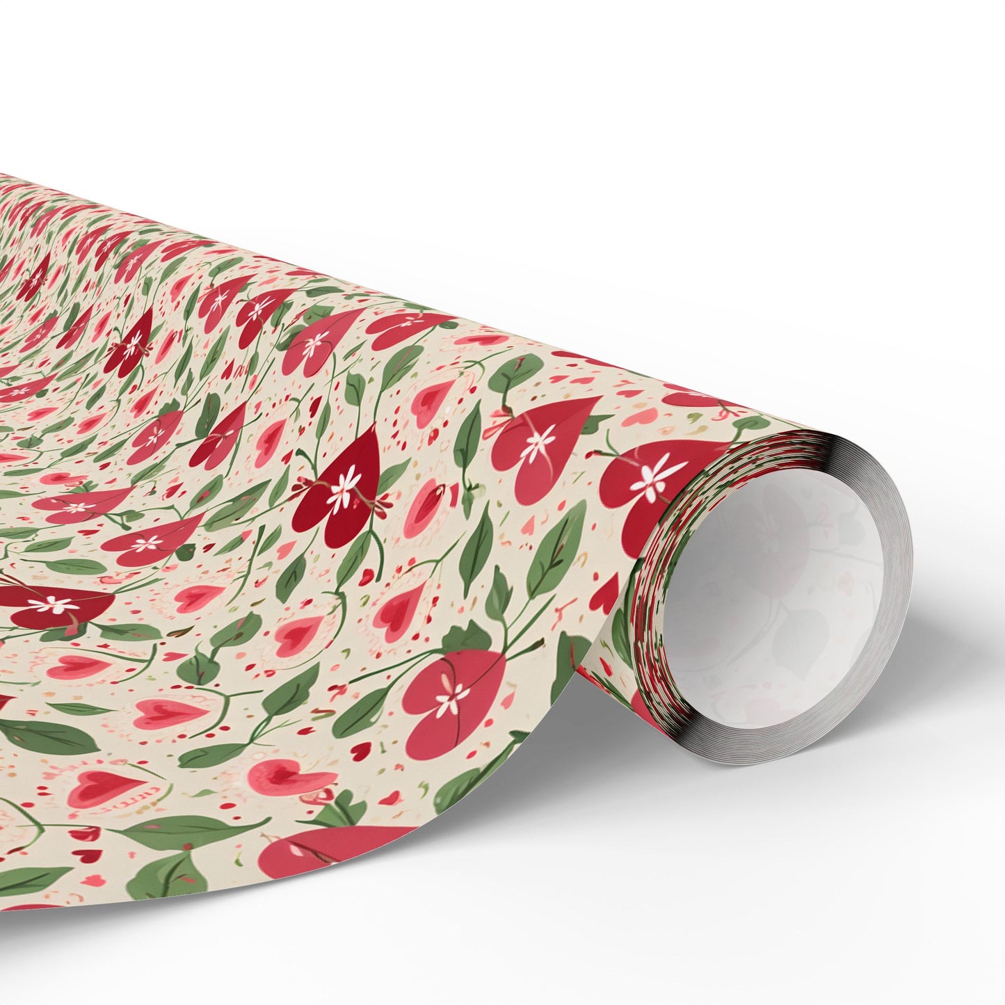 Orange Floral & Heart Wrapping Paper