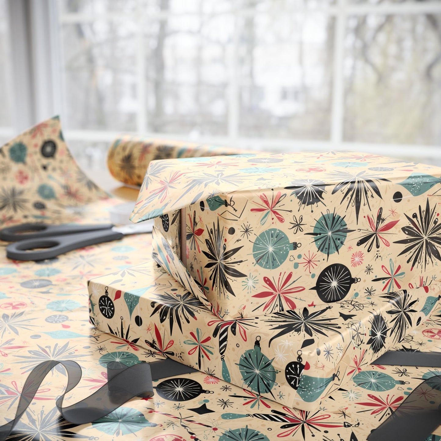 Starlite Lounge – Retro Atomic Holiday Wrapping Paper
