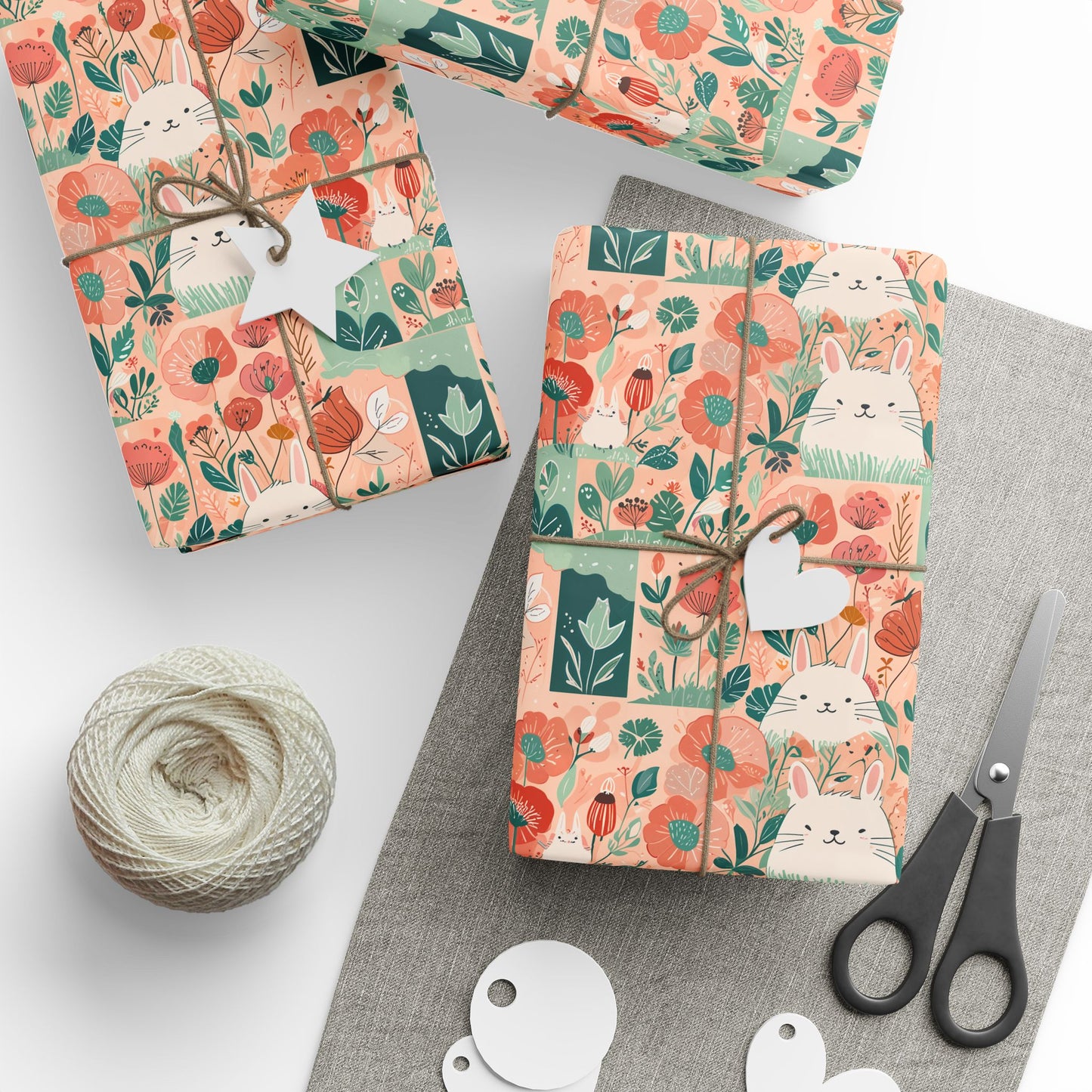 Bunny and Floral Wrapping Paper Roll