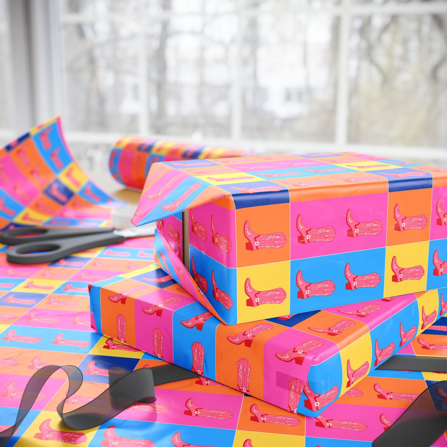 Fun and Colorful Boot Wrapping Paper