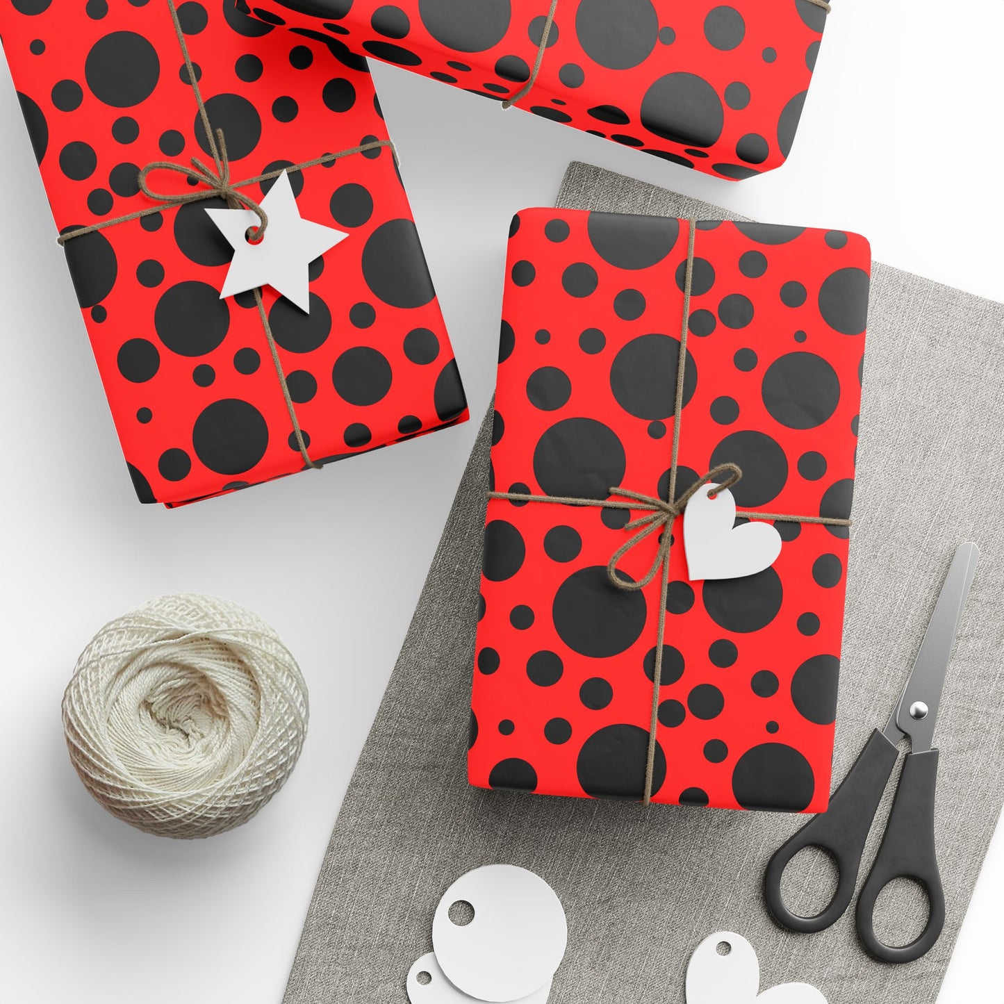 Dot Drama – Retro Red & Black Polka Dot Wrapping Paper