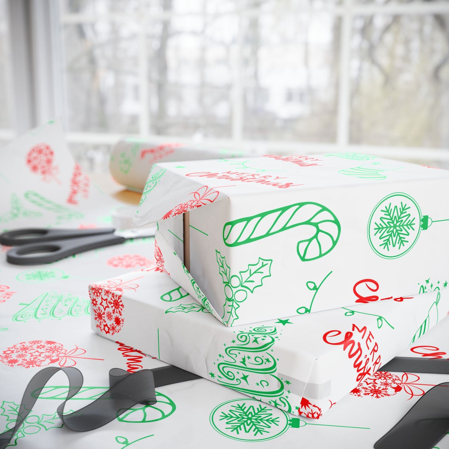 Doodle All the Way – Christmas Line Art Wrapping Paper