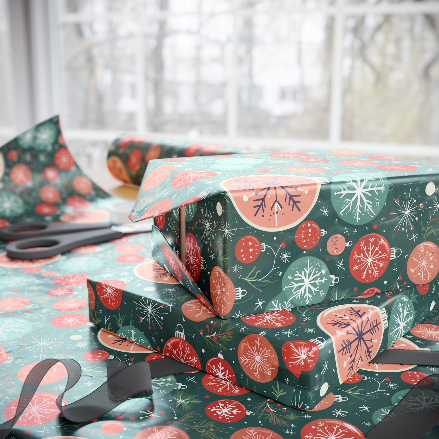 Holly Jolly Frost – Vintage Ornament Wrapping Paper