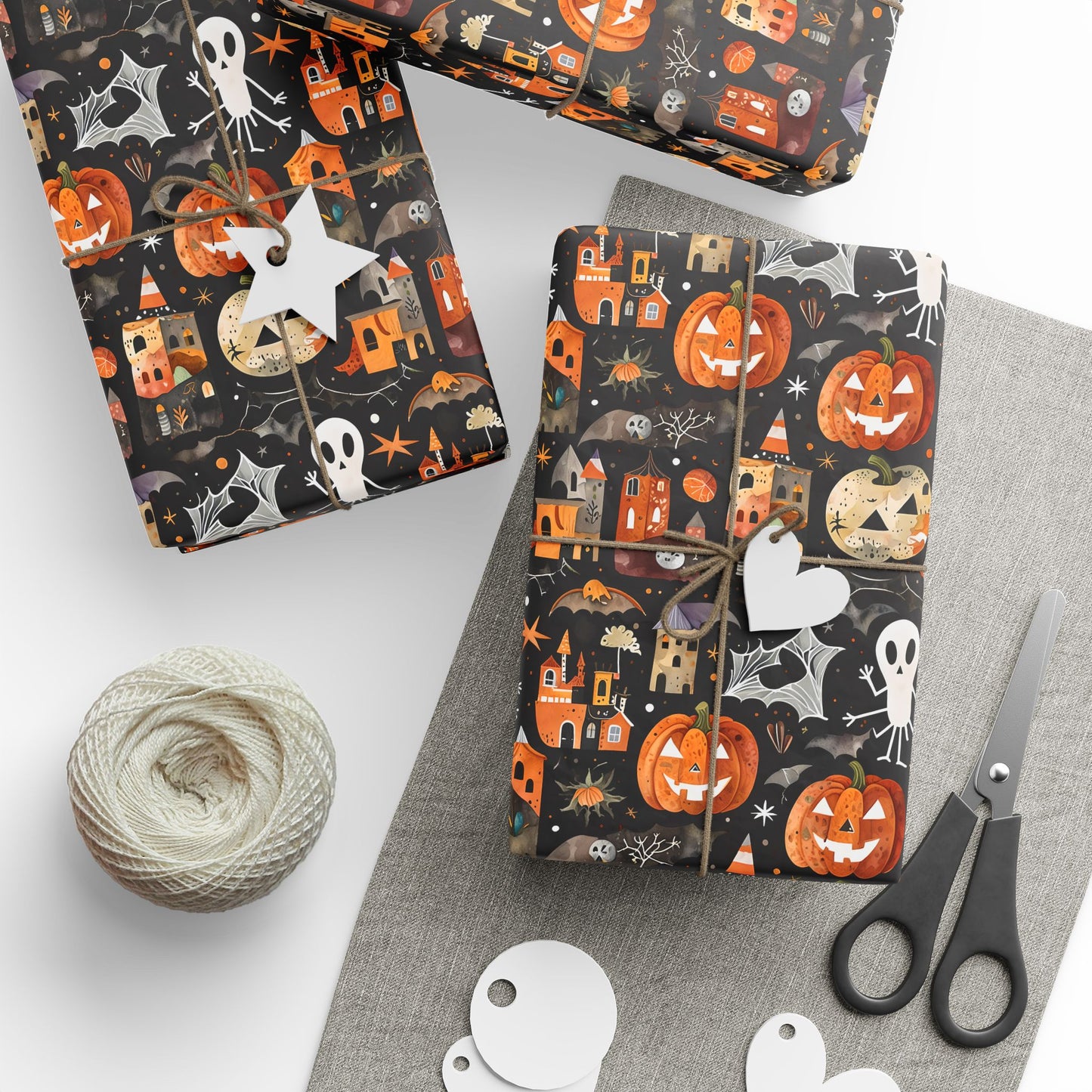 Halloween Wrapping Paper – Pumpkin & Ghost Design for Spooky Fun