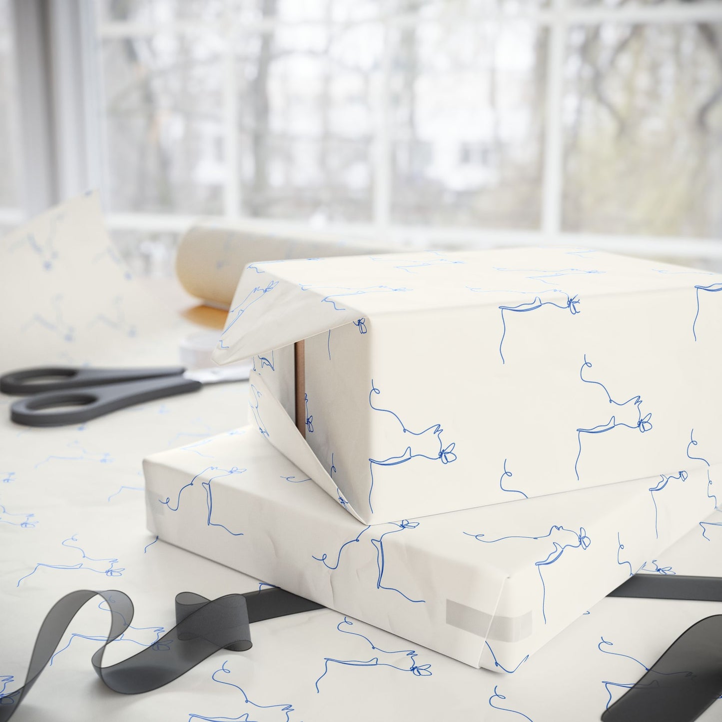 Line Drawn Cat Gift Wrap