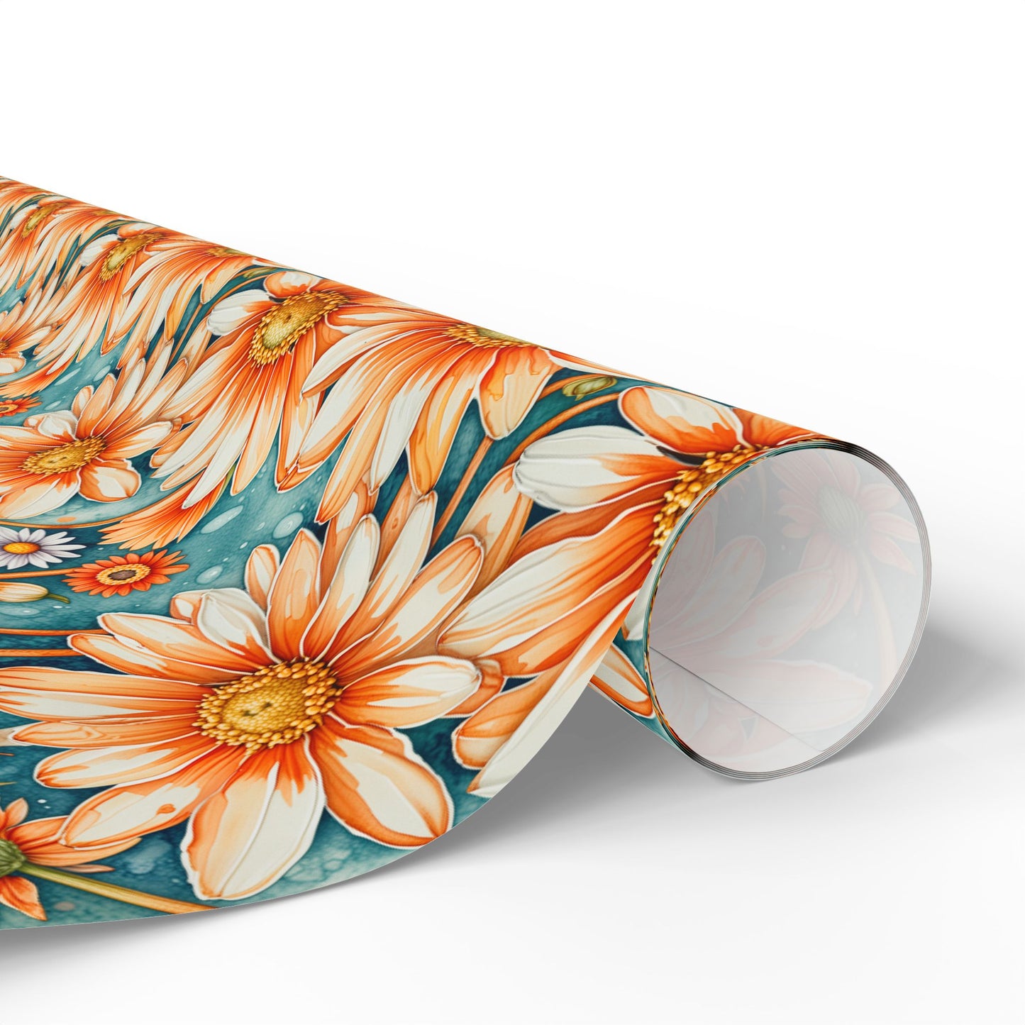 Vibrant Orange Floral Wrapping Paper