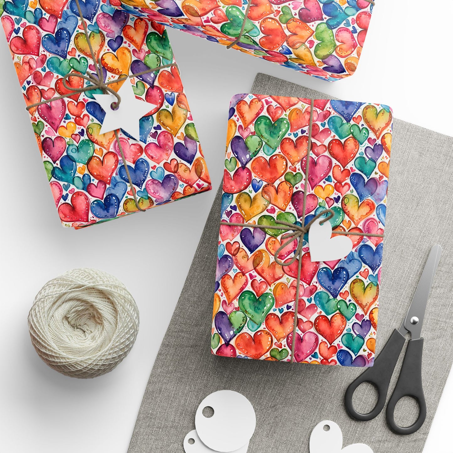 Vibrant Multicolor Heart Wrapping Paper Roll
