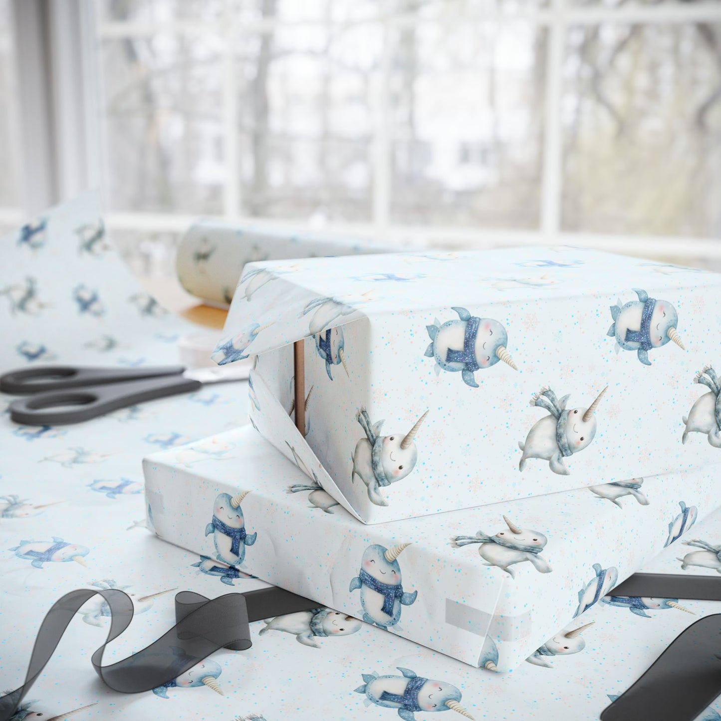 Narwhal Nuzzles – Arctic Cuteness Wrapping Paper