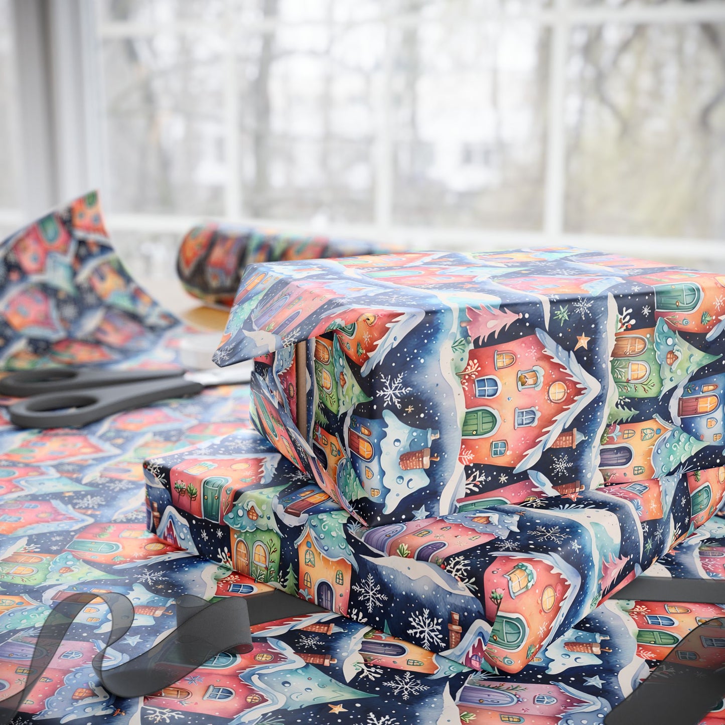 Twinkle Town – Whimsical Christmas Village Wrapping Paper