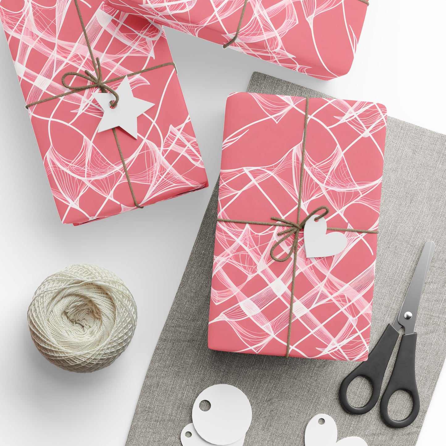 Dusty Pink and Whispy White Lines, Gift Wrap