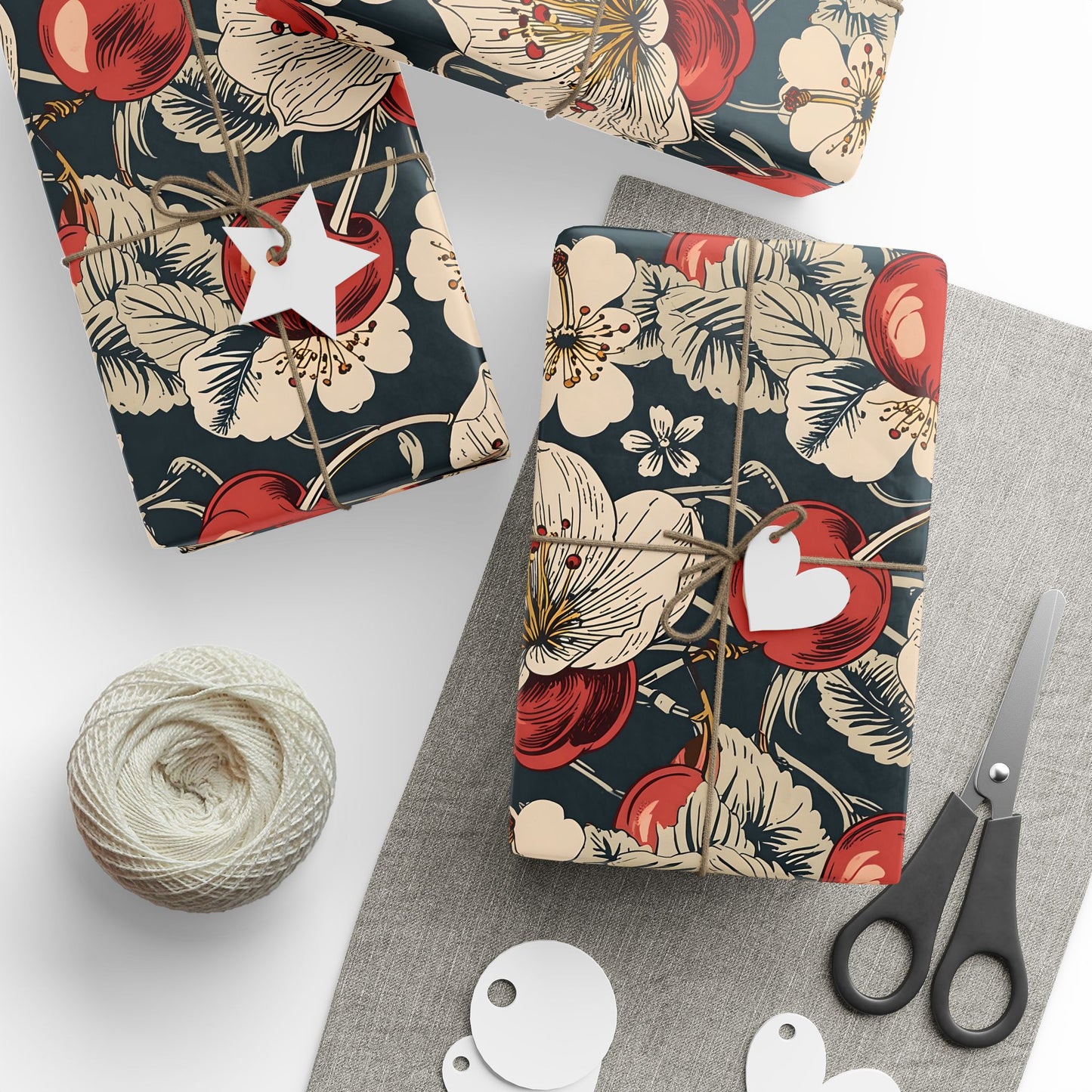 Vintage Cherry and Cherry Blossom Wrapping Papers