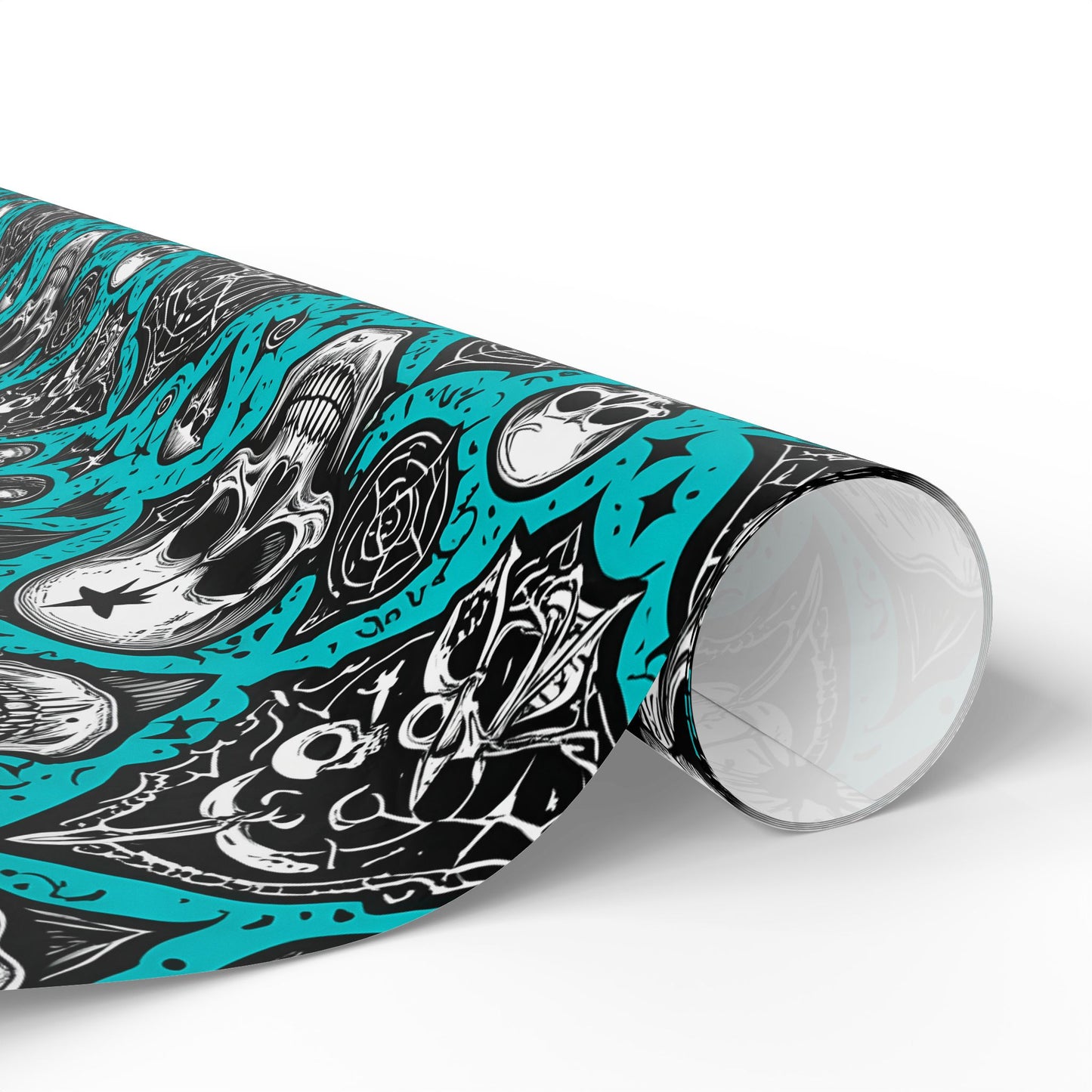 Blue Gothic Skull Wrapping Paper