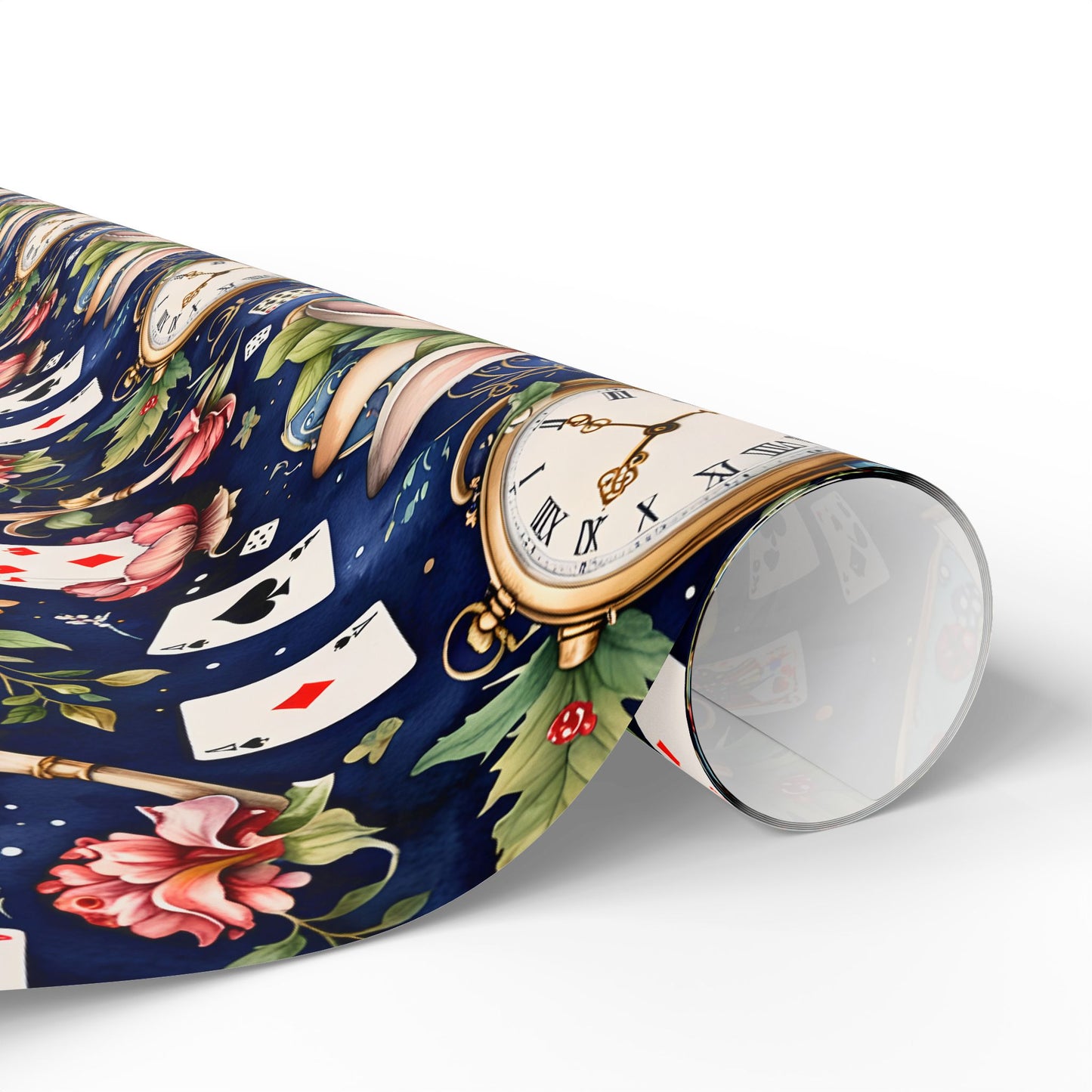 Enchanting Navy Gift Wrap inspired by Alice in Wonderland