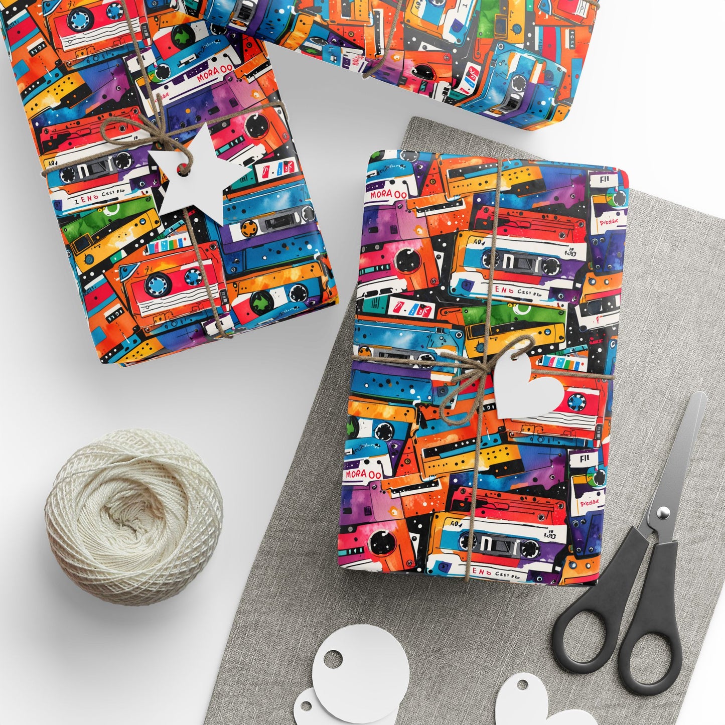 Vibrant Cassette Tape Retro Style Wrapping