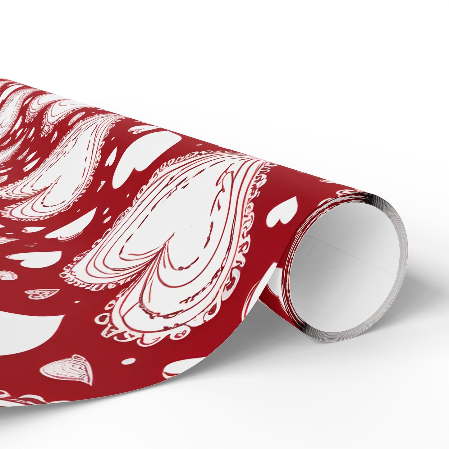 Romantic White and Red Heart Wrapping Papers