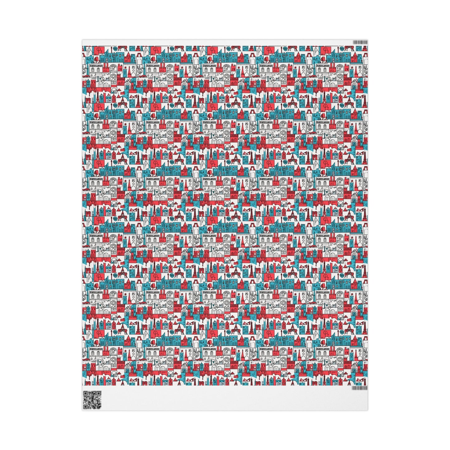 Wrapping Papers: Colorful Blue & Red Abstract Cityscape