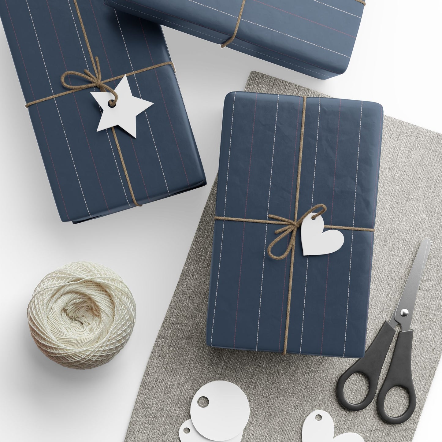 Elegant Navy Striped Wrapping Paper