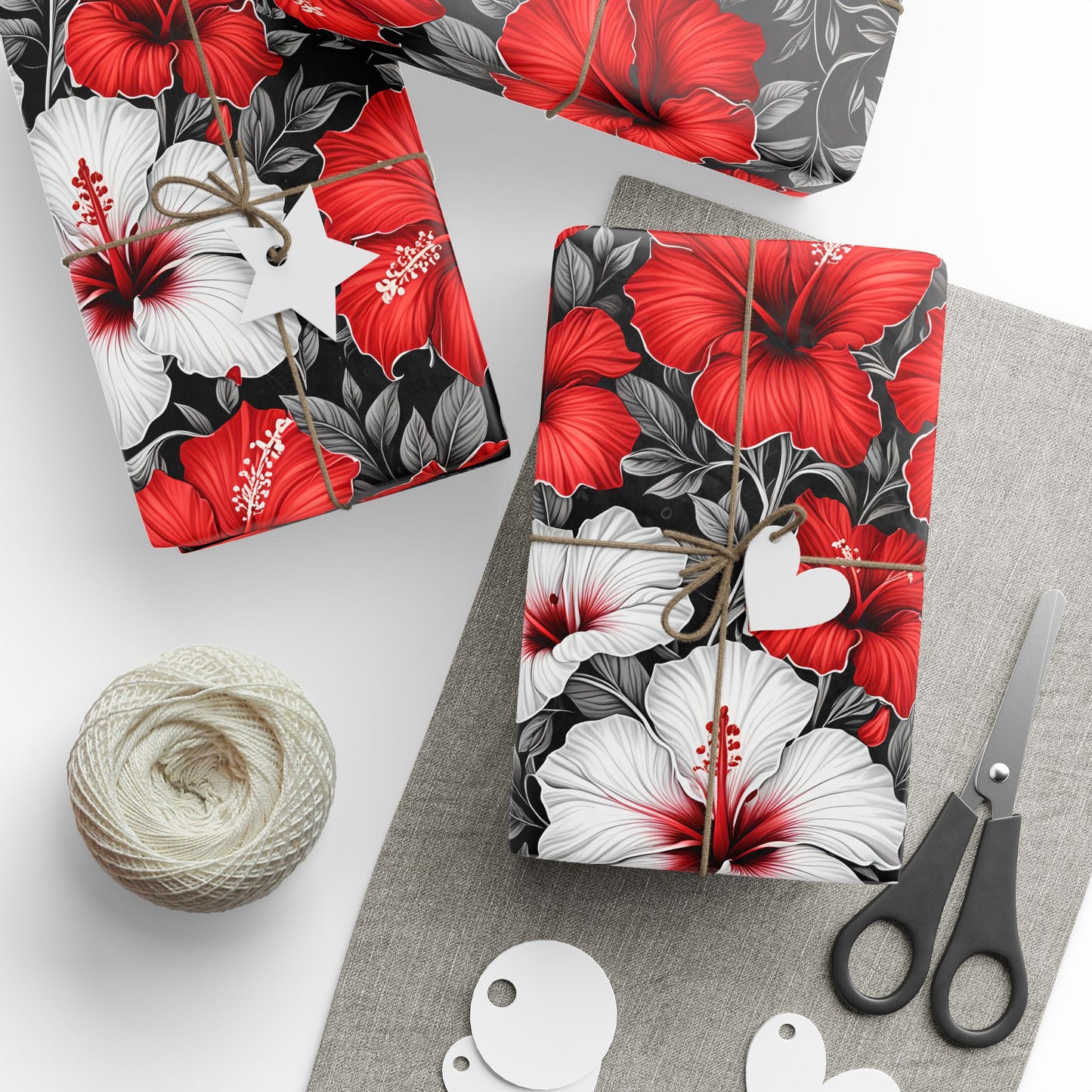 Hibiscus Floral Print Gift Wrapping Paper - Lokipawz