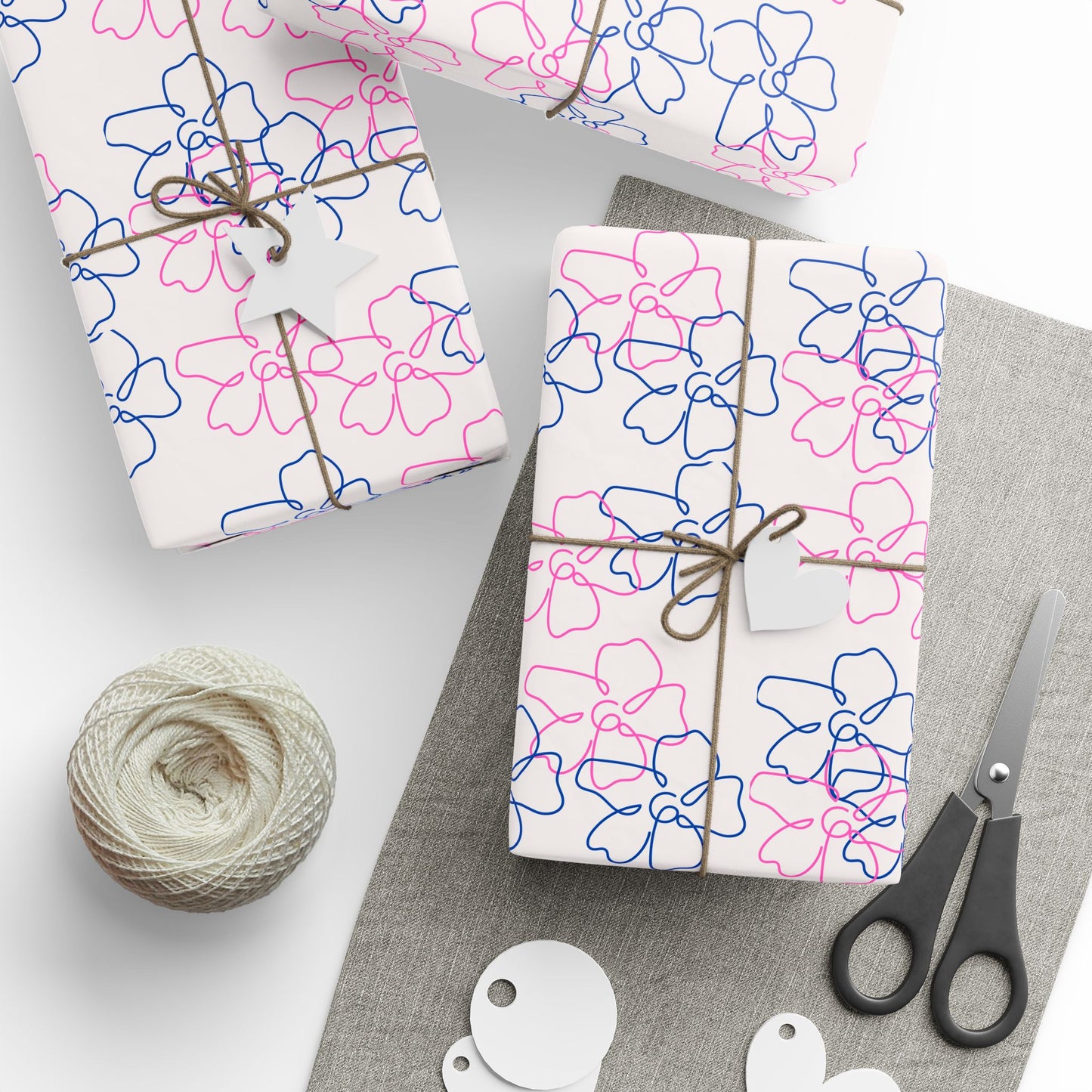 Floral Line Drawing Wrapping Paper Roll