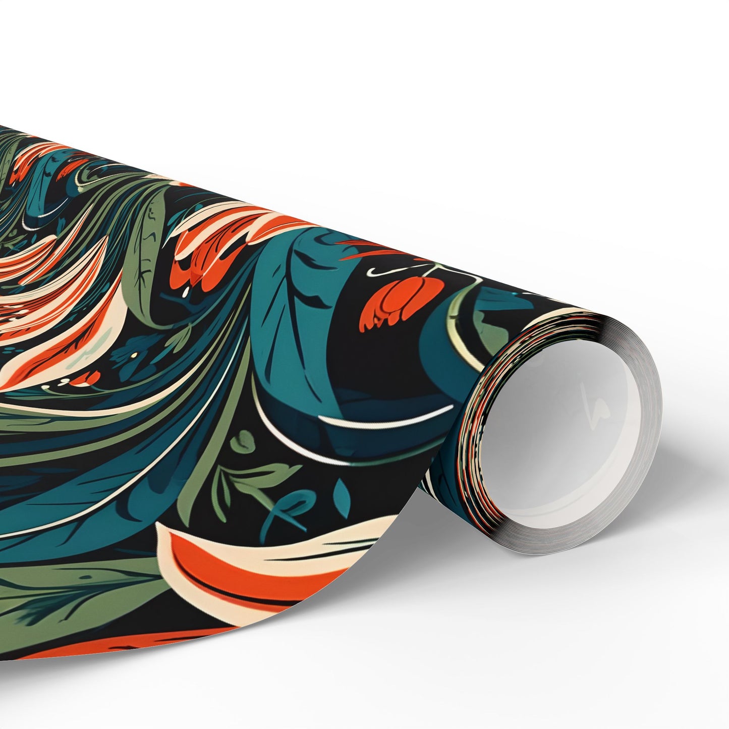 Orange Green Blue Botanical Floral Wrap for Presents