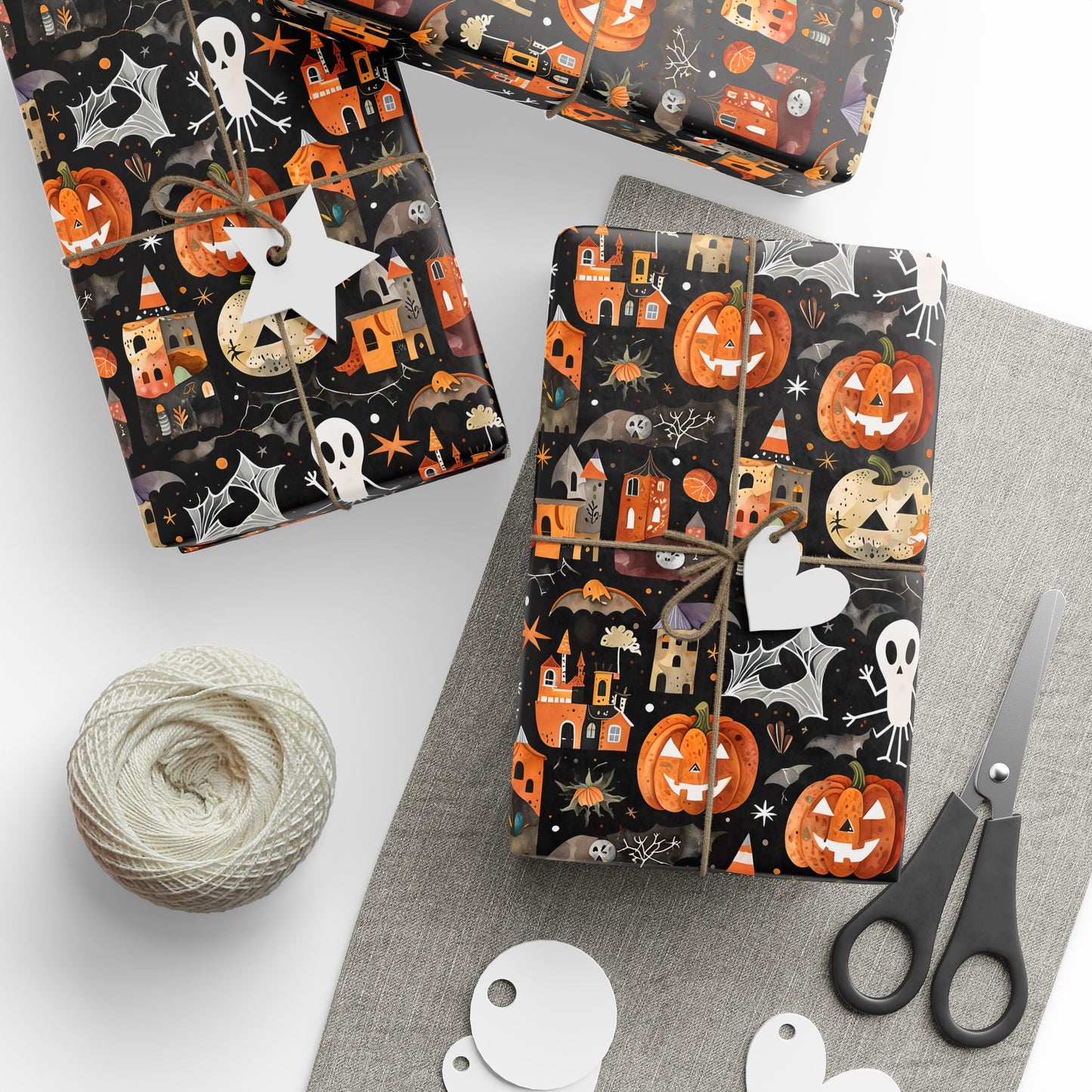 Halloween Wrapping Paper – Pumpkin & Ghost Design for Spooky Fun