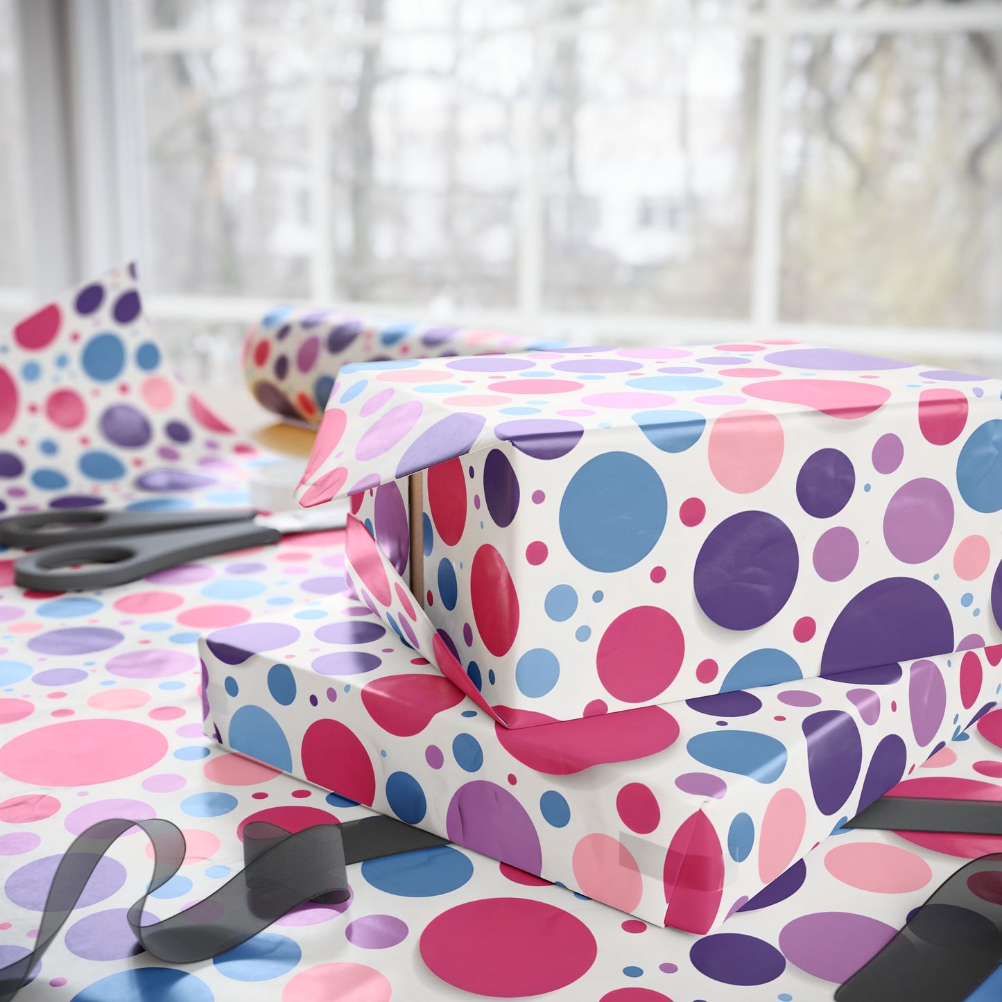 Colorful Polka Dot Wrapping Paper Roll