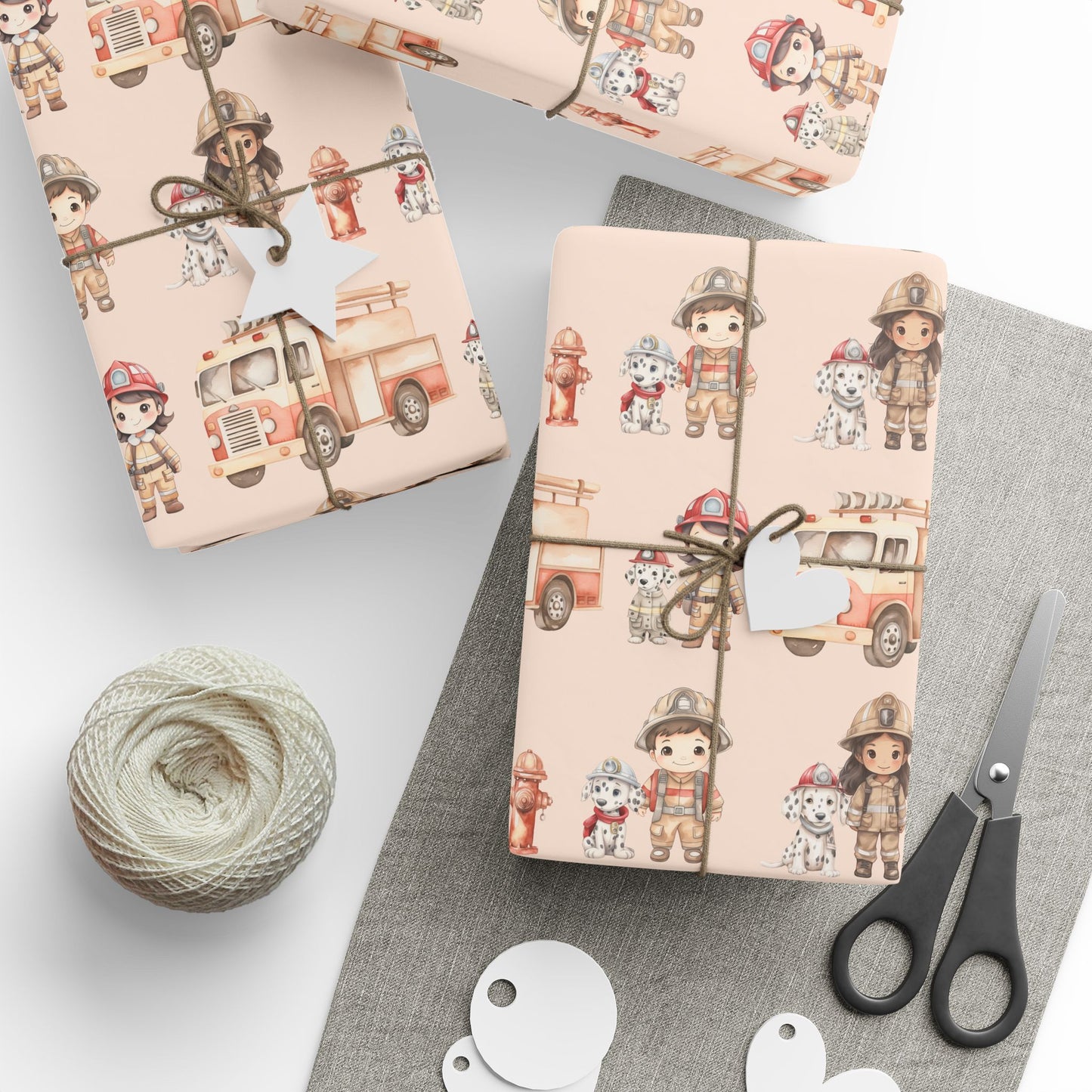 Orange Firefighter Wrapping Paper