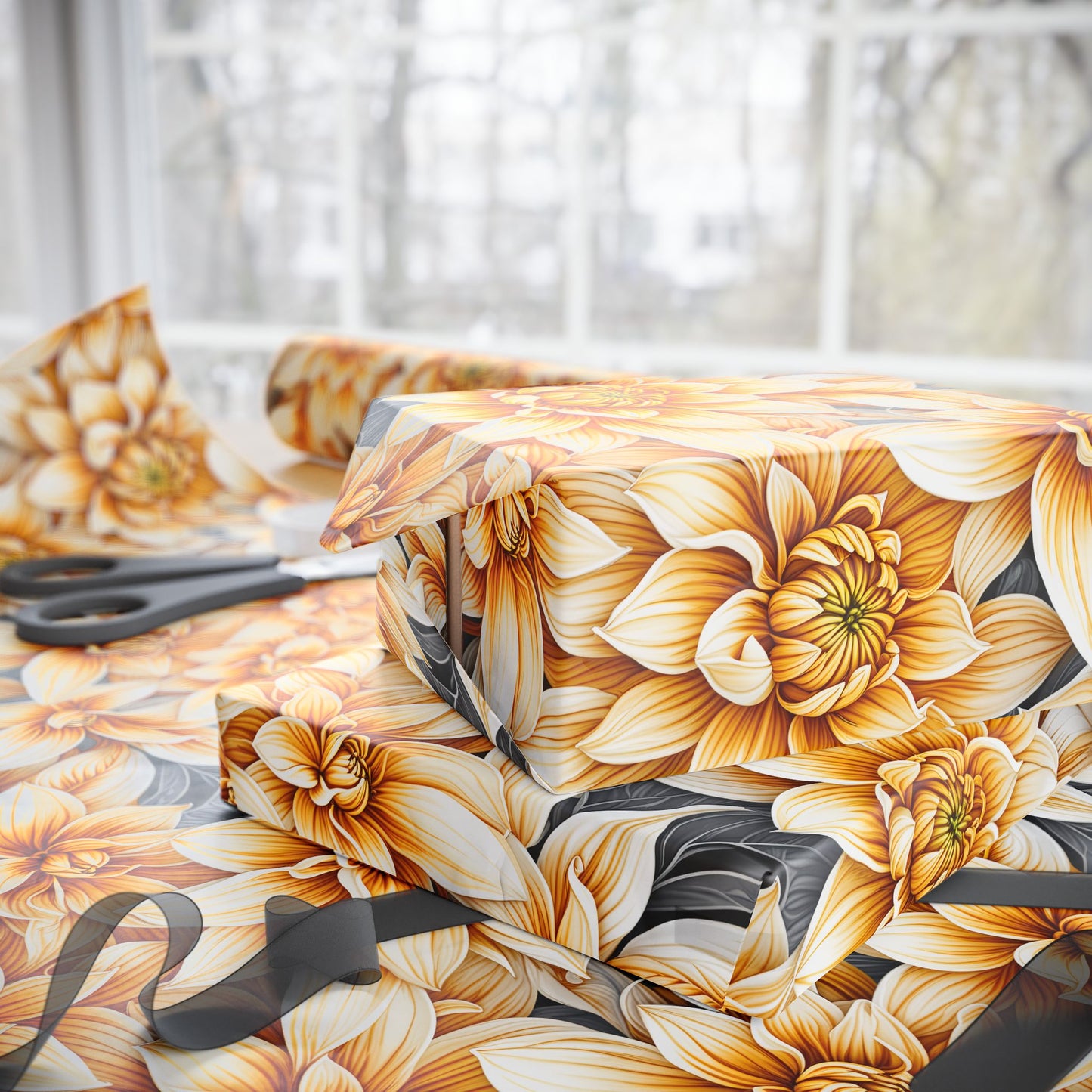 Yellow Dahlias Wrapping Papers
