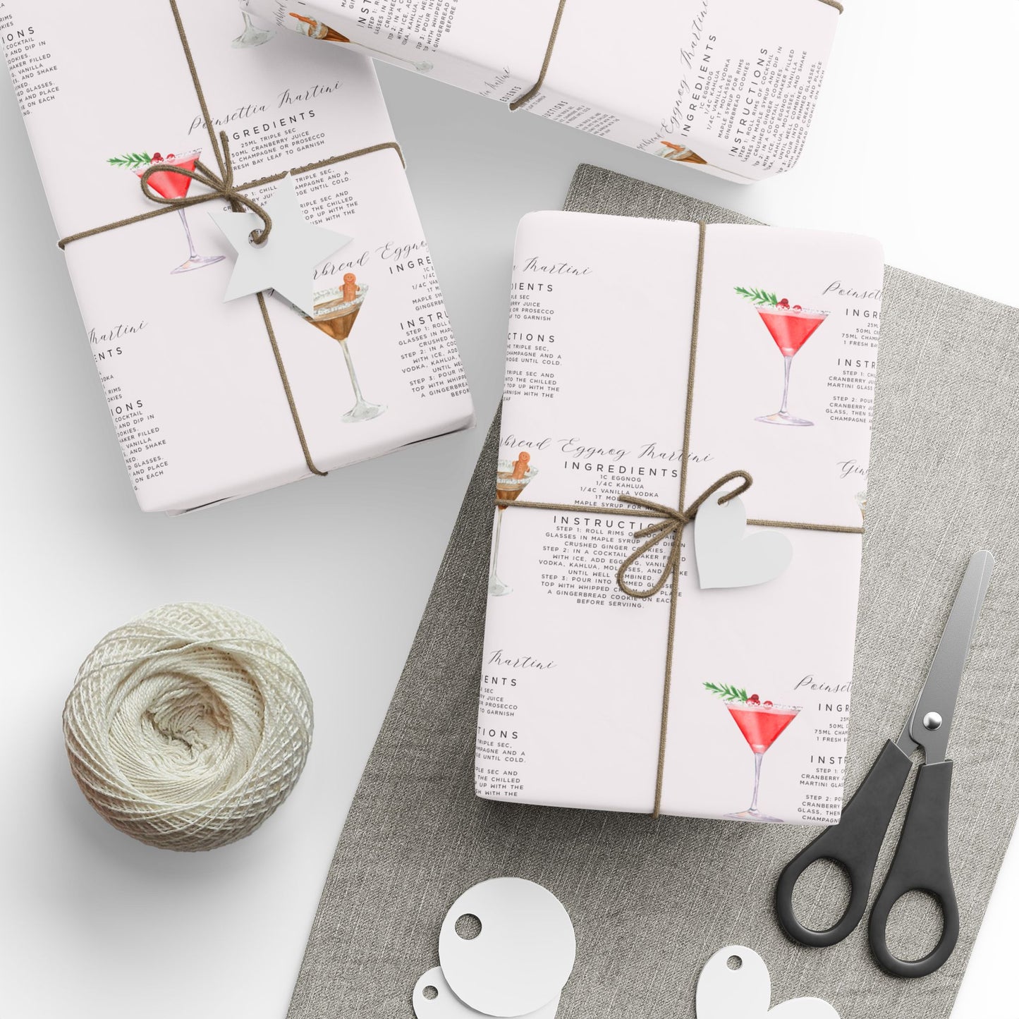 Tipsy Tinsel & Toasty Tidings - Cocktail Recipe - Print Wrapping Paper
