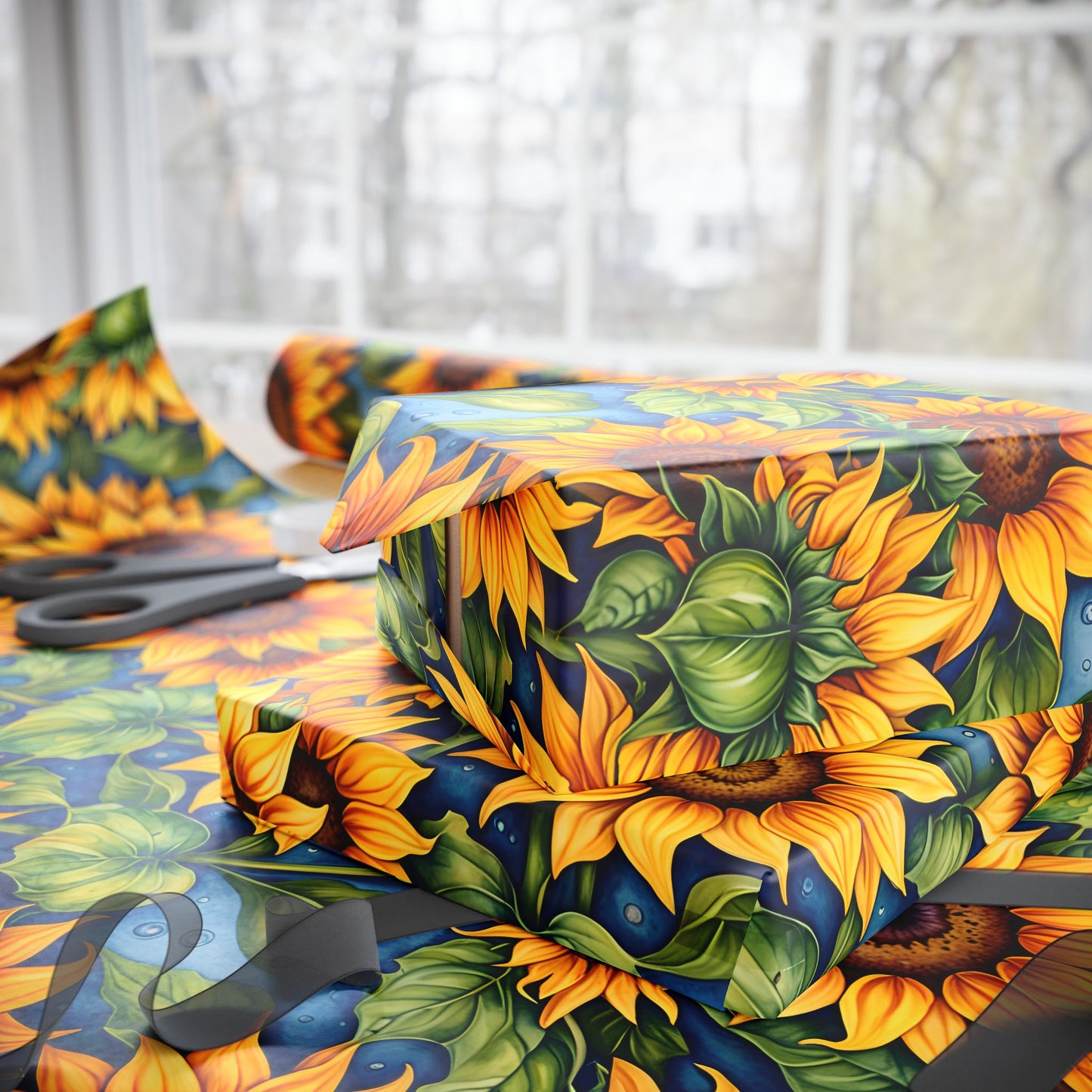 Vibrant Sunflower Patterned Wrapping Papers
