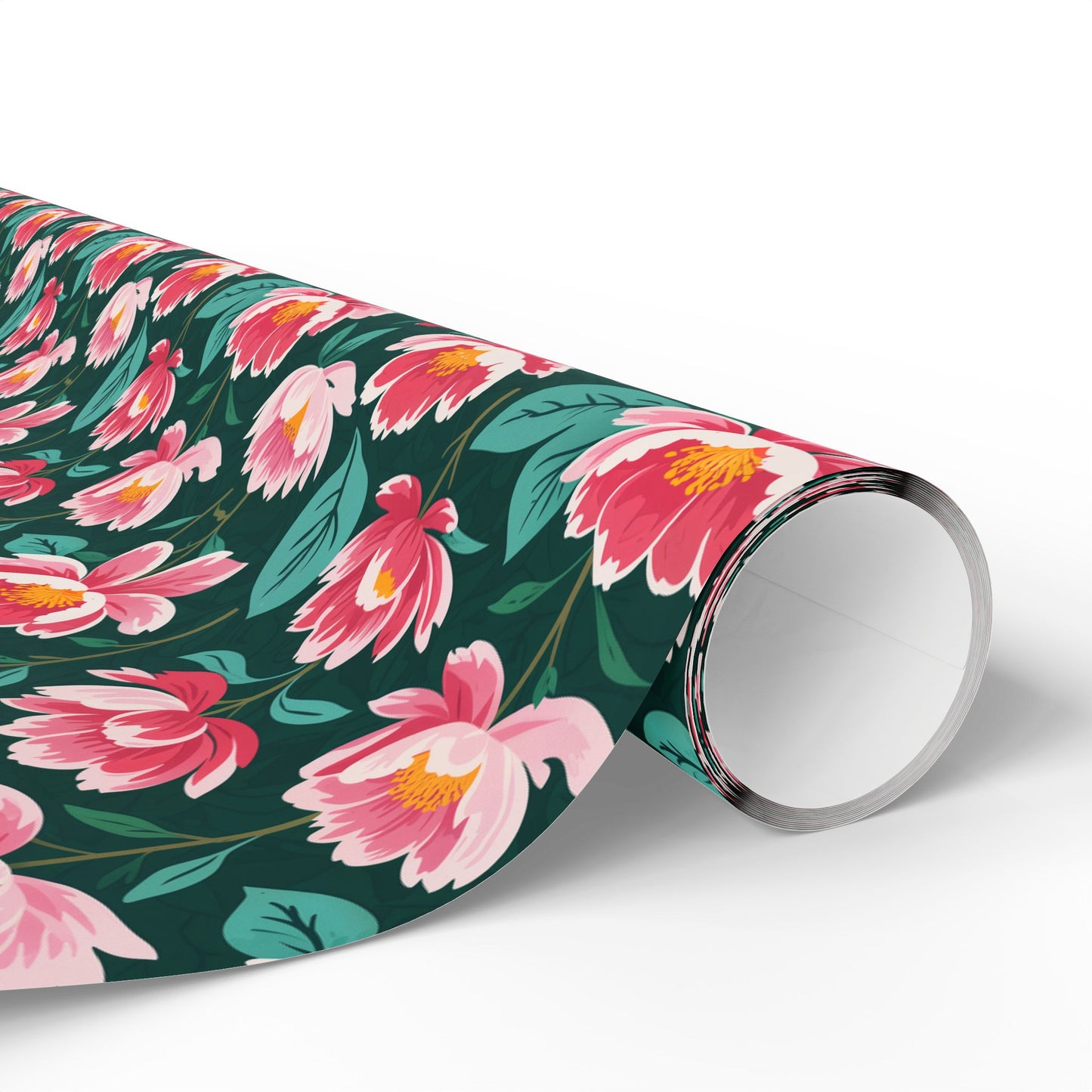 Pink & Green Floral Gift Wrapping Paper