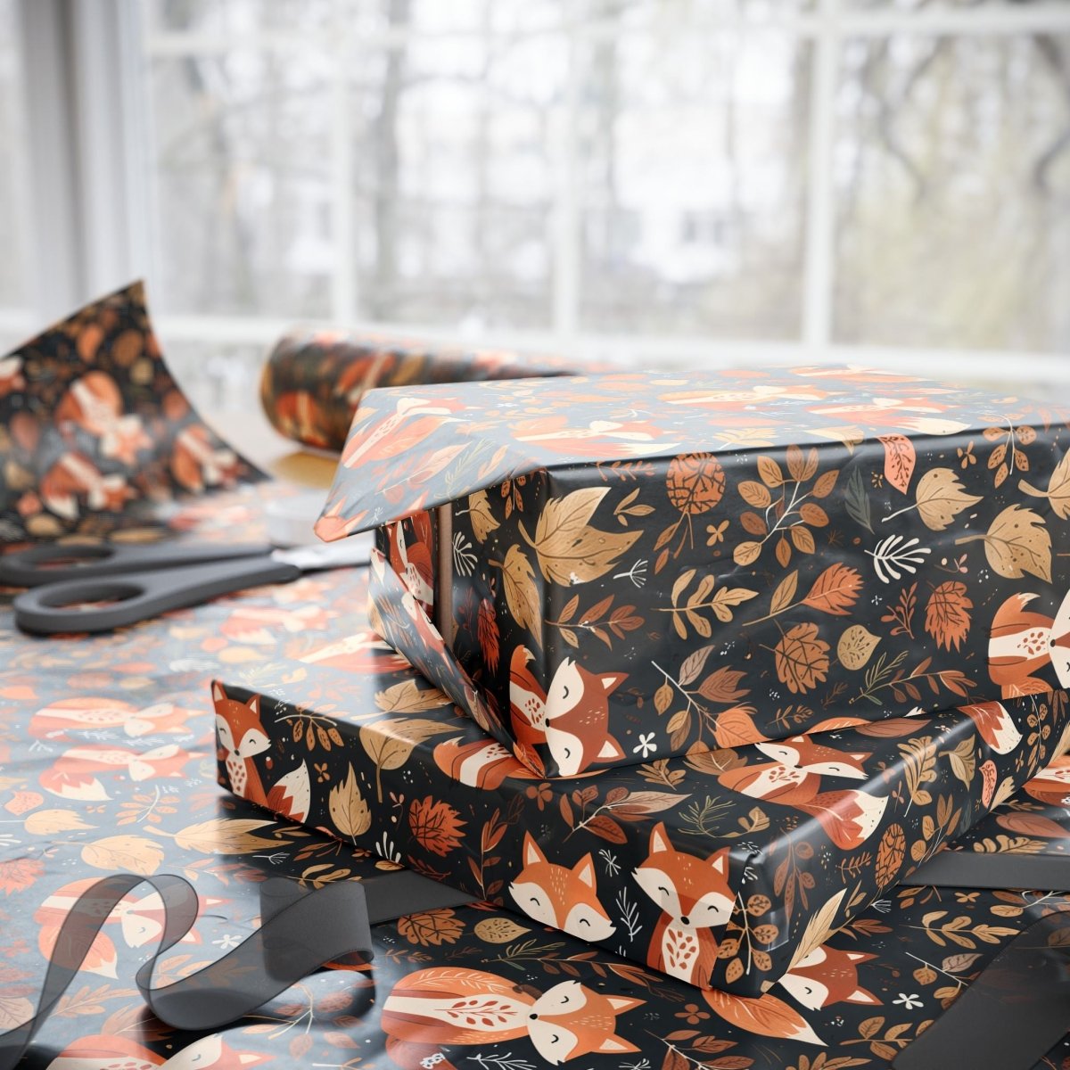Foxy Fallin’ – Woodland Autumn Wrapping Paper
