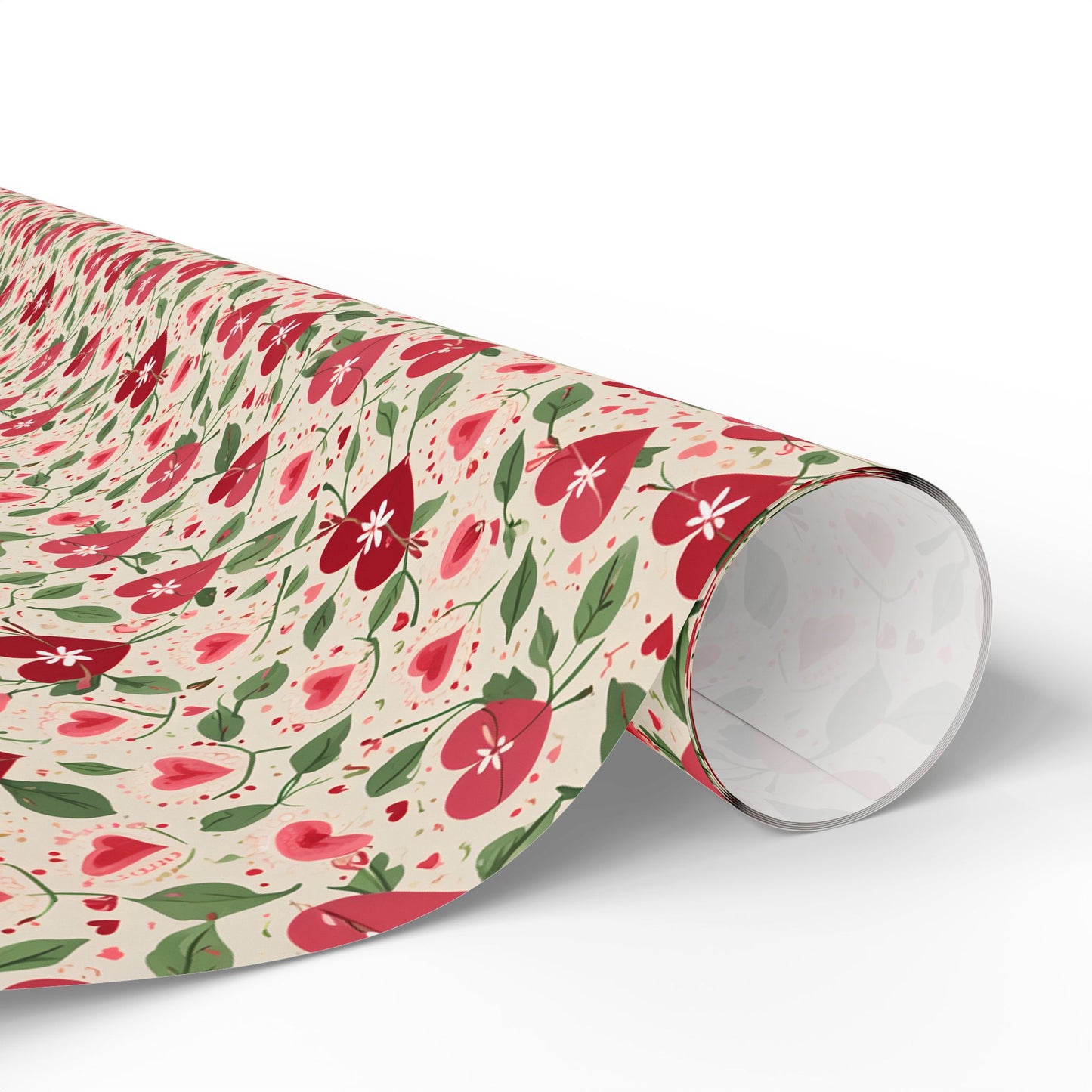 Orange Floral & Heart Wrapping Paper