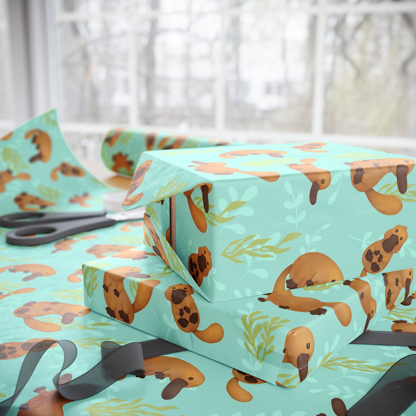 Cute Platypus Themed Wrapping Paper