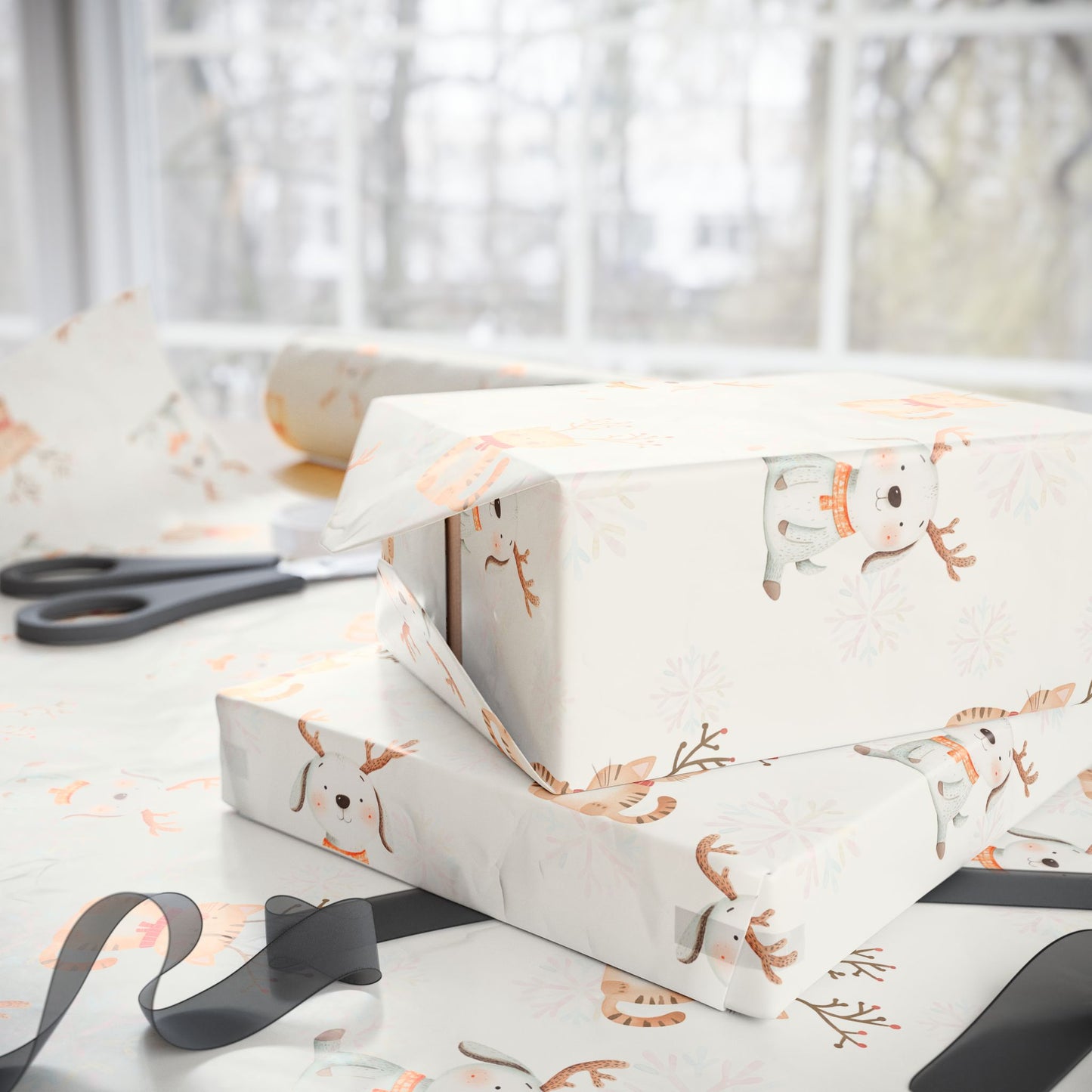 Merry Whiskers & Woofmas – Pastel Pets Holiday Wrapping Paper